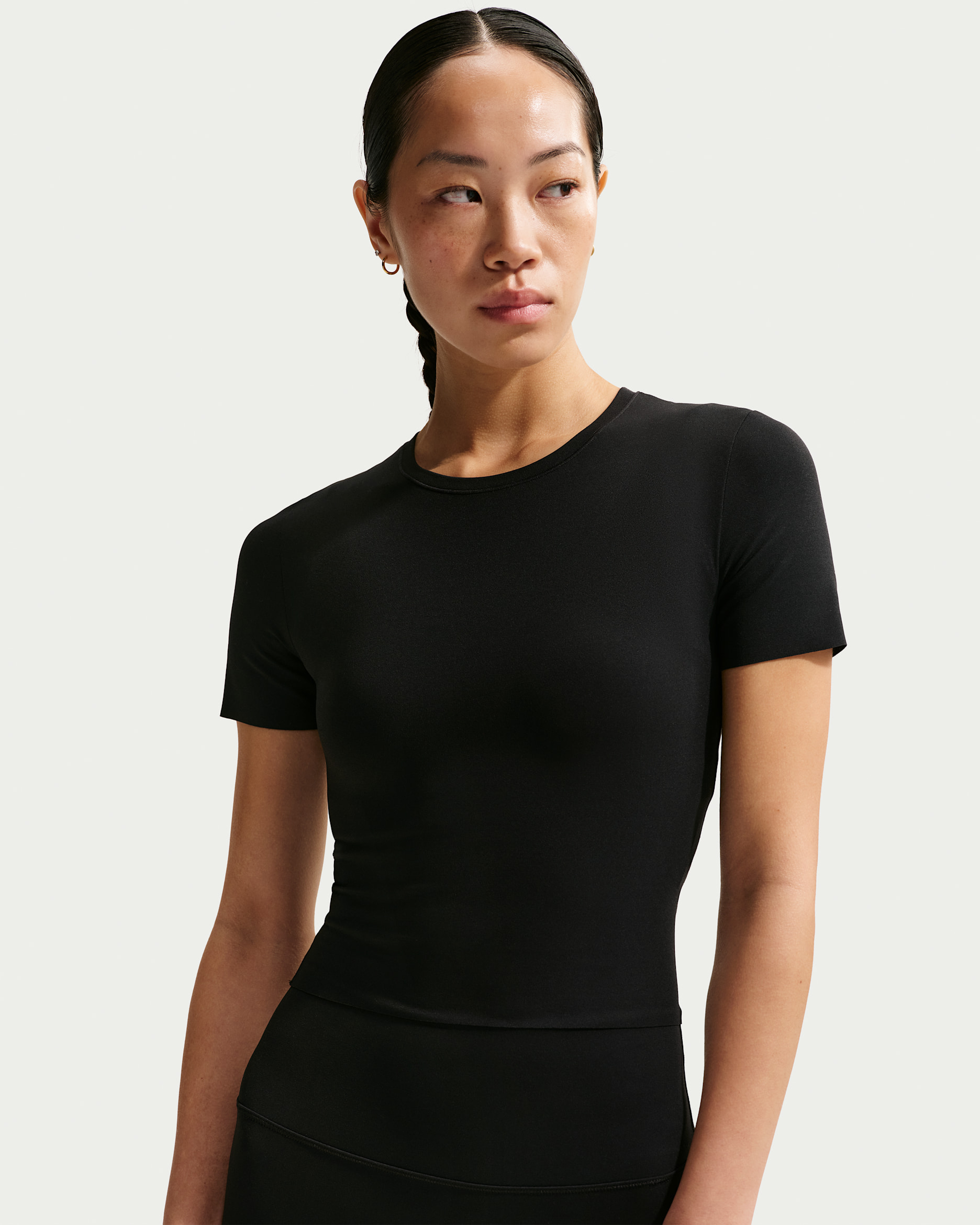 나이키 젠비 여성 드라이 핏 반팔 탑 - 블랙/쿨 그레이