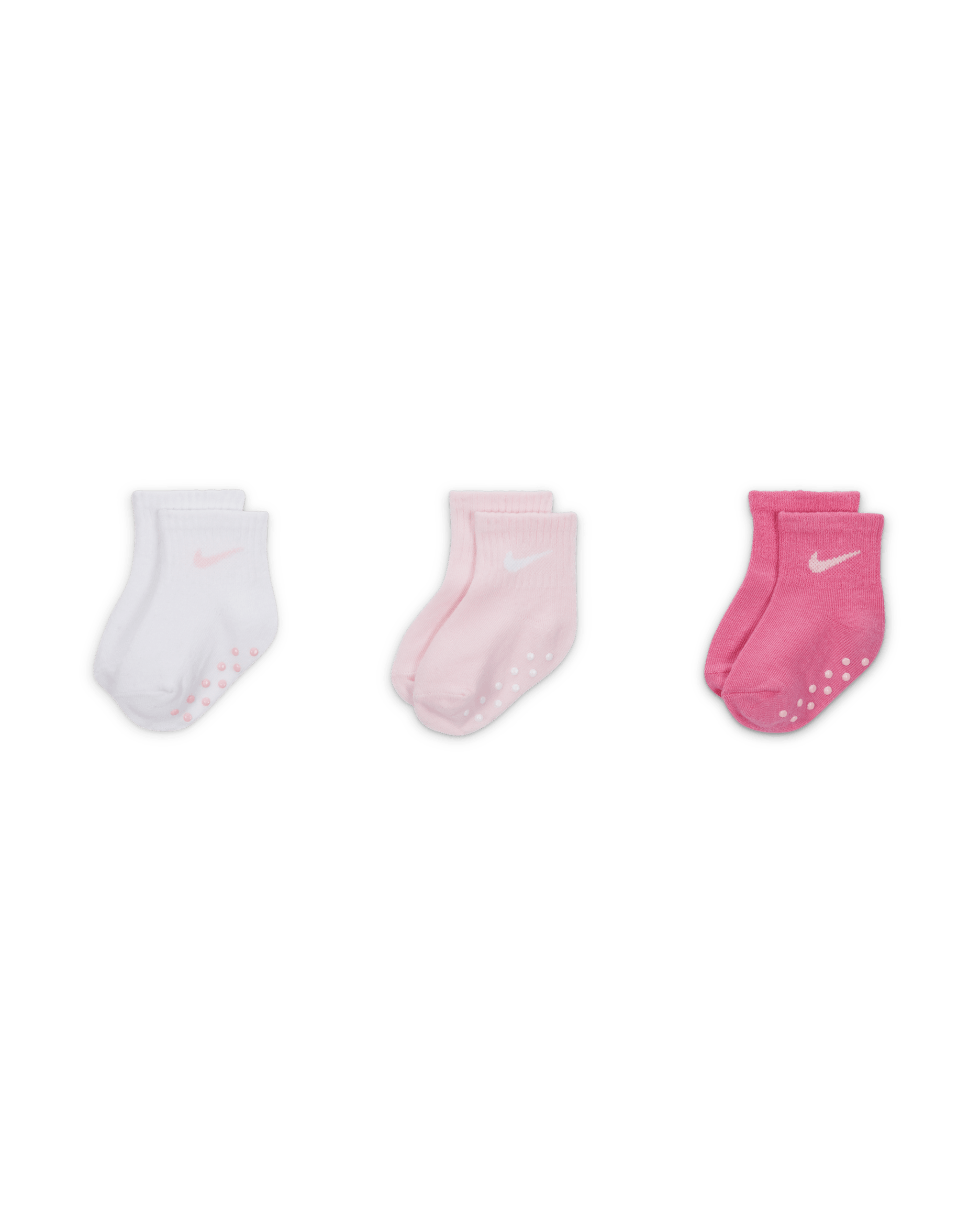 Nike Core Swoosh Baby Gripper Socks Box Set (3 Pairs) - Pink Foam