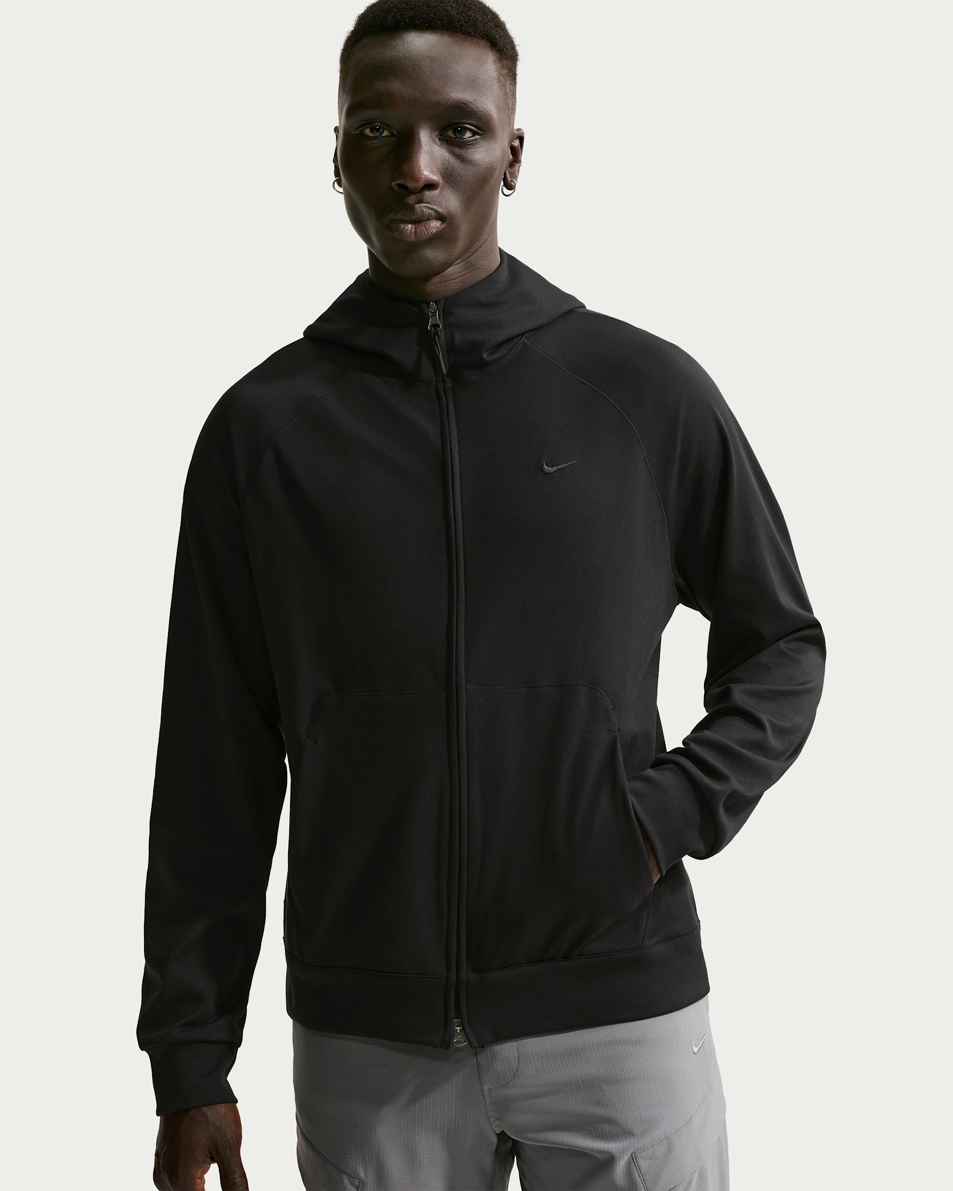 Nike Primary NanoKnit Men's Dri-FIT UV Protection Full-Zip Performance Hoodie - Black/Black