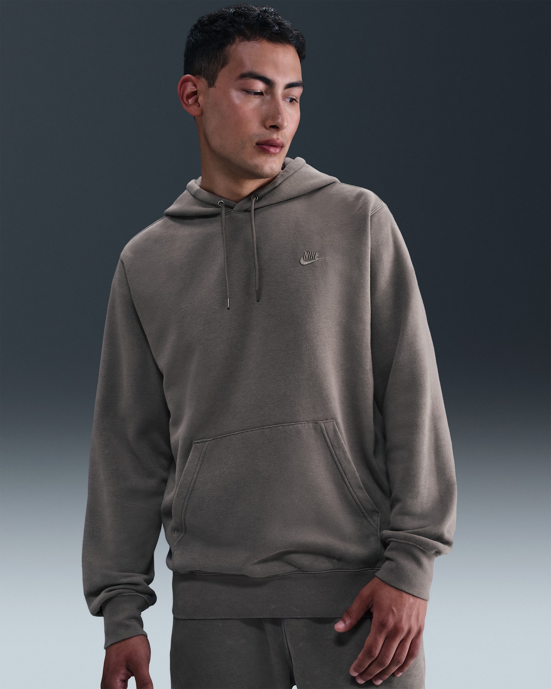 Sudadera con gorro de tejido Fleece prelavada para hombre Nike Sportswear Club - Cueva/Cueva