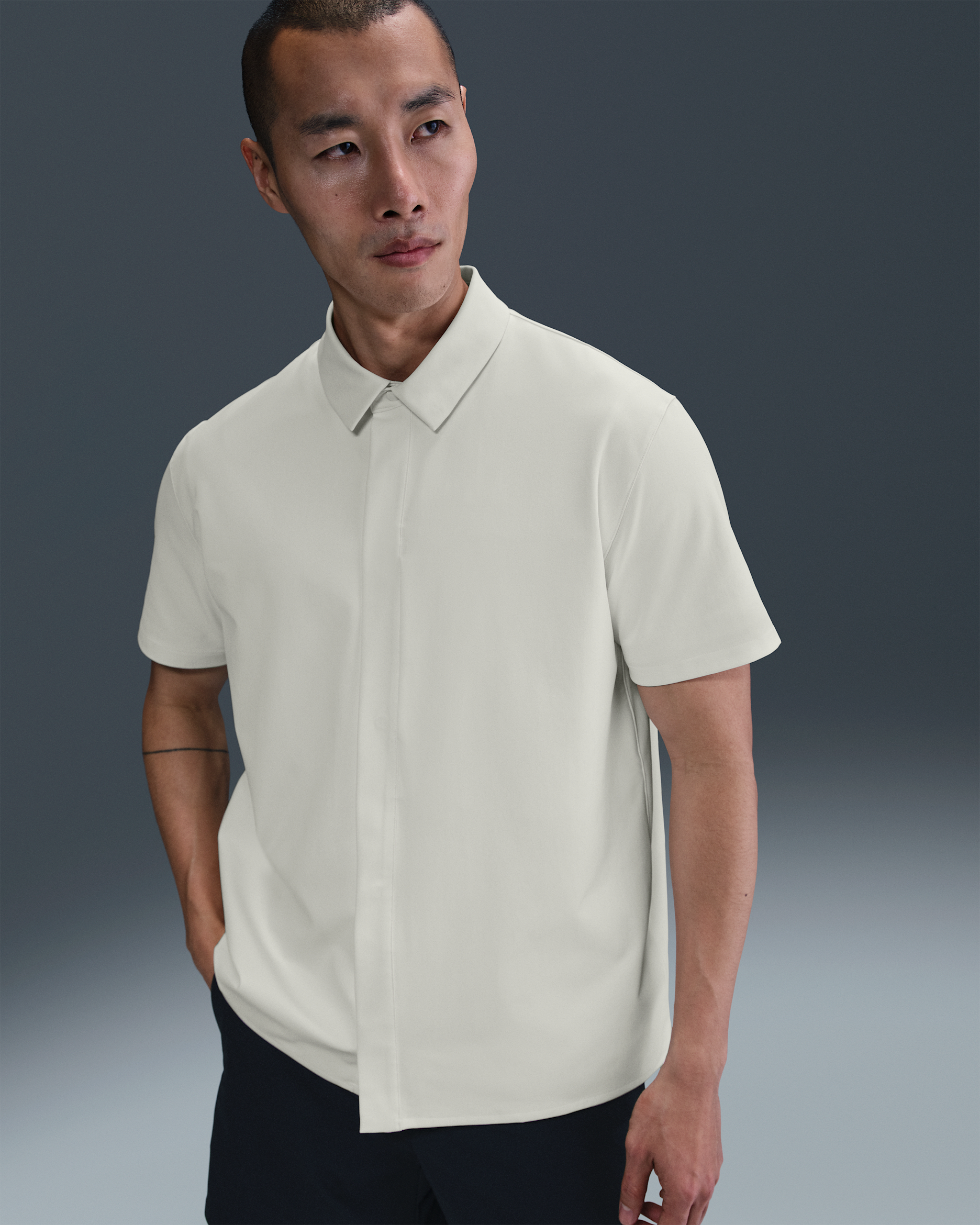 Nike 24.7 PerfectStretch Men's Dri-FIT Short-Sleeve Snap-Down Top - Sail/Light Bone