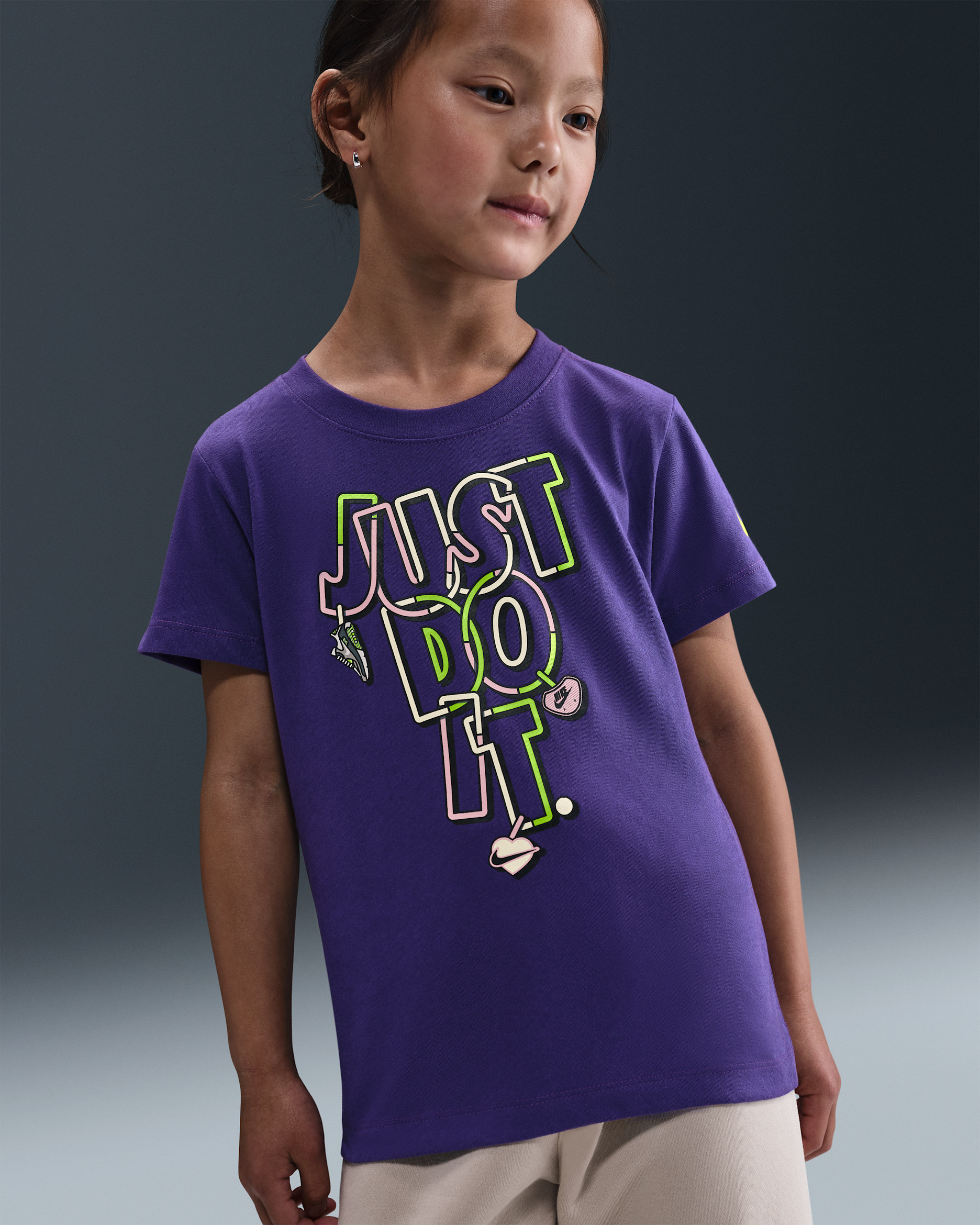 Nike Little Kids' "Just Do It" Charm T-Shirt - Court Purple