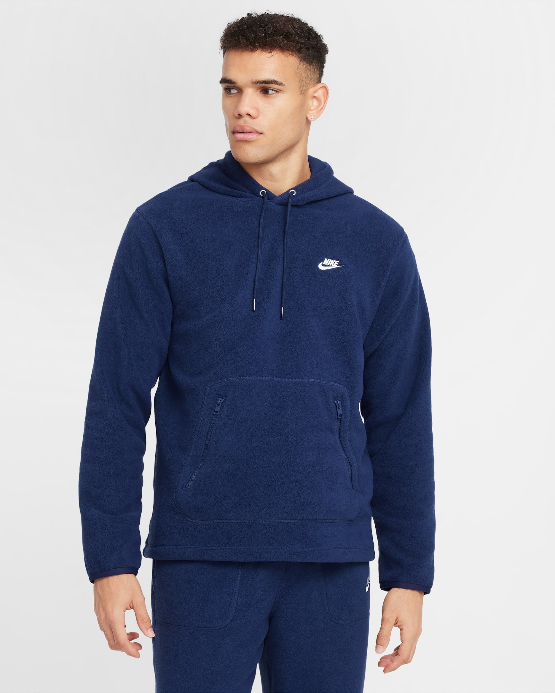 Nike Club Men's Winterized Pullover Hoodie - Midnight Navy/White