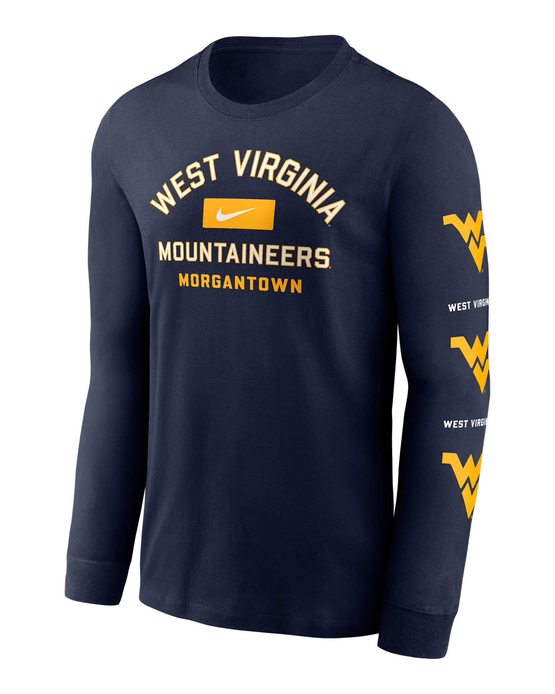 West Virginia Campus Classic Location Men's Nike College Long-Sleeve T-Shirt - Navy