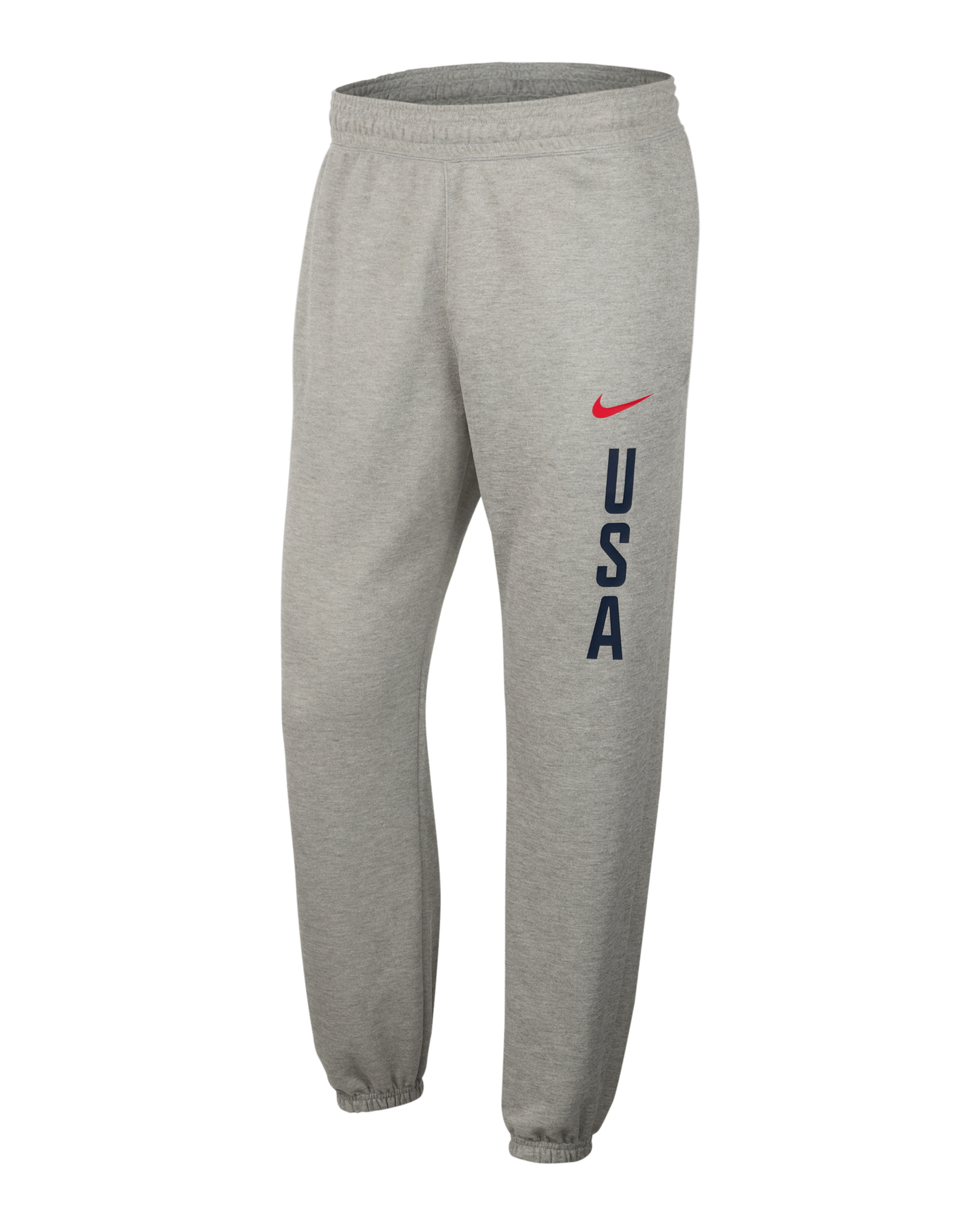 Pants de básquetbol de tejido Fleece Nike para hombre USA Practice - Gris oscuro jaspeado/Rojo deportivo/Rojo deportivo