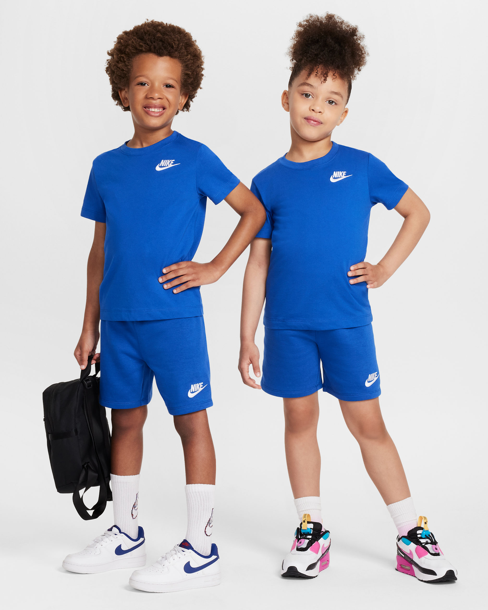 Conjunto de dos piezas con shorts de tejido Knit para niños talla pequeña Nike - Royal juego