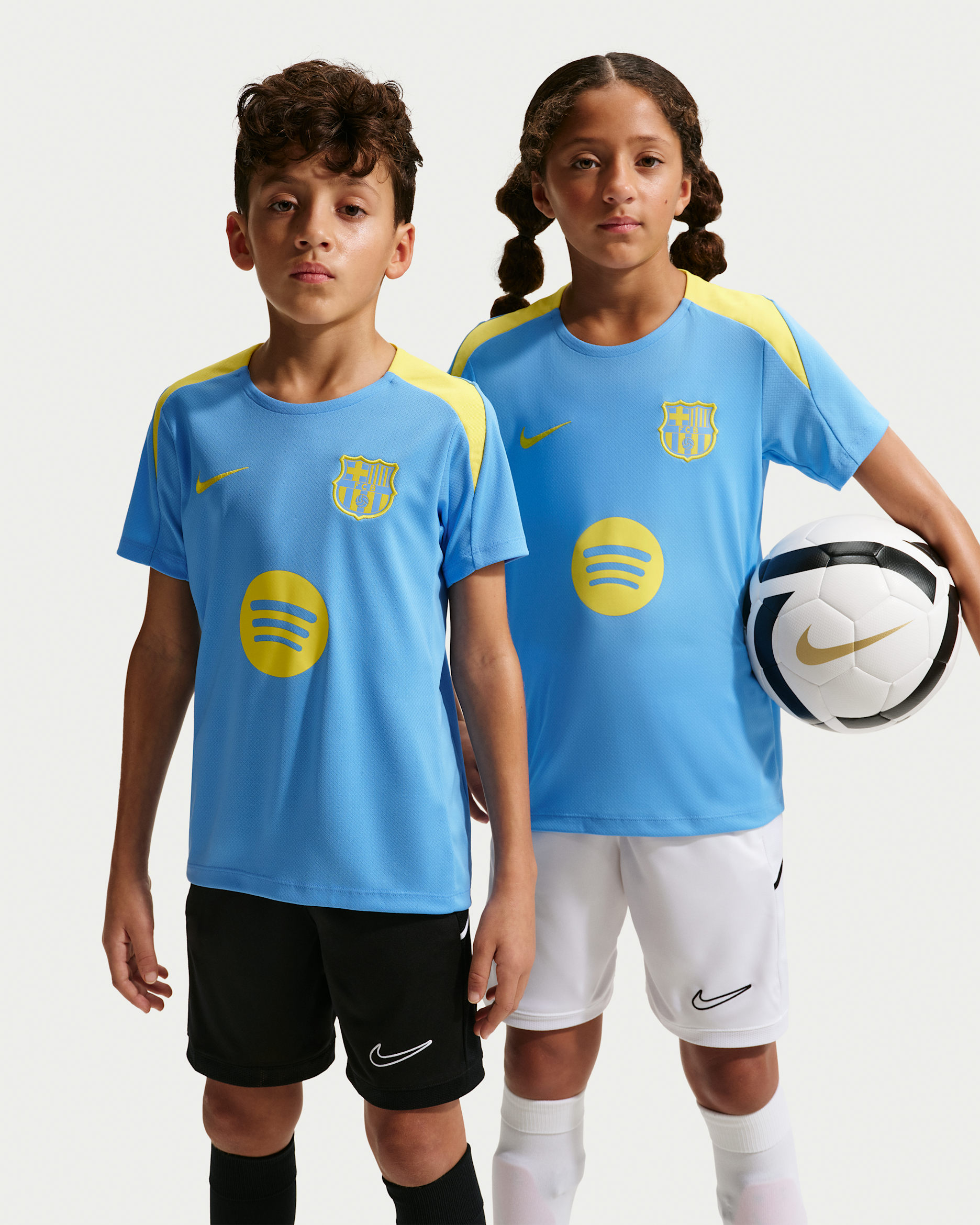 Maillot de foot à manches courtes Nike Dri-FIT FC Barcelona Strike 4e tenue pour ado - University Blue/University Blue/Opti Yellow/Opti Yellow