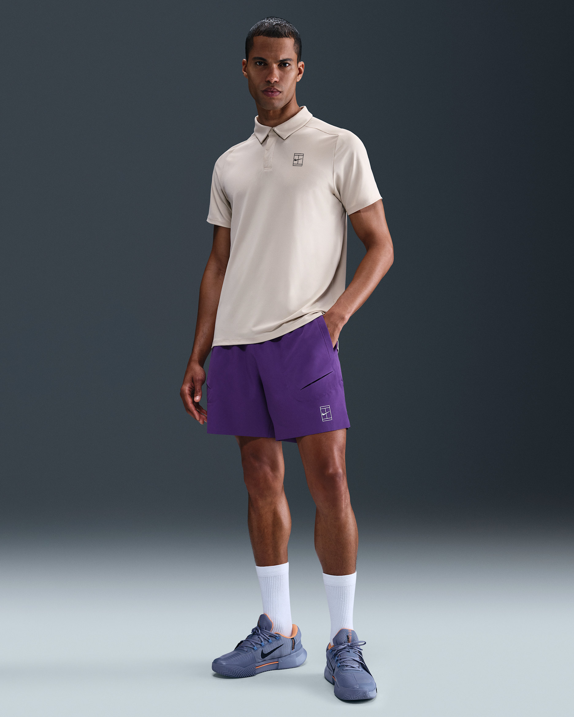Ανδρικό σορτς τένις Dri-FIT NikeCourt Advantage 15 cm - Wild Grape/Λευκό