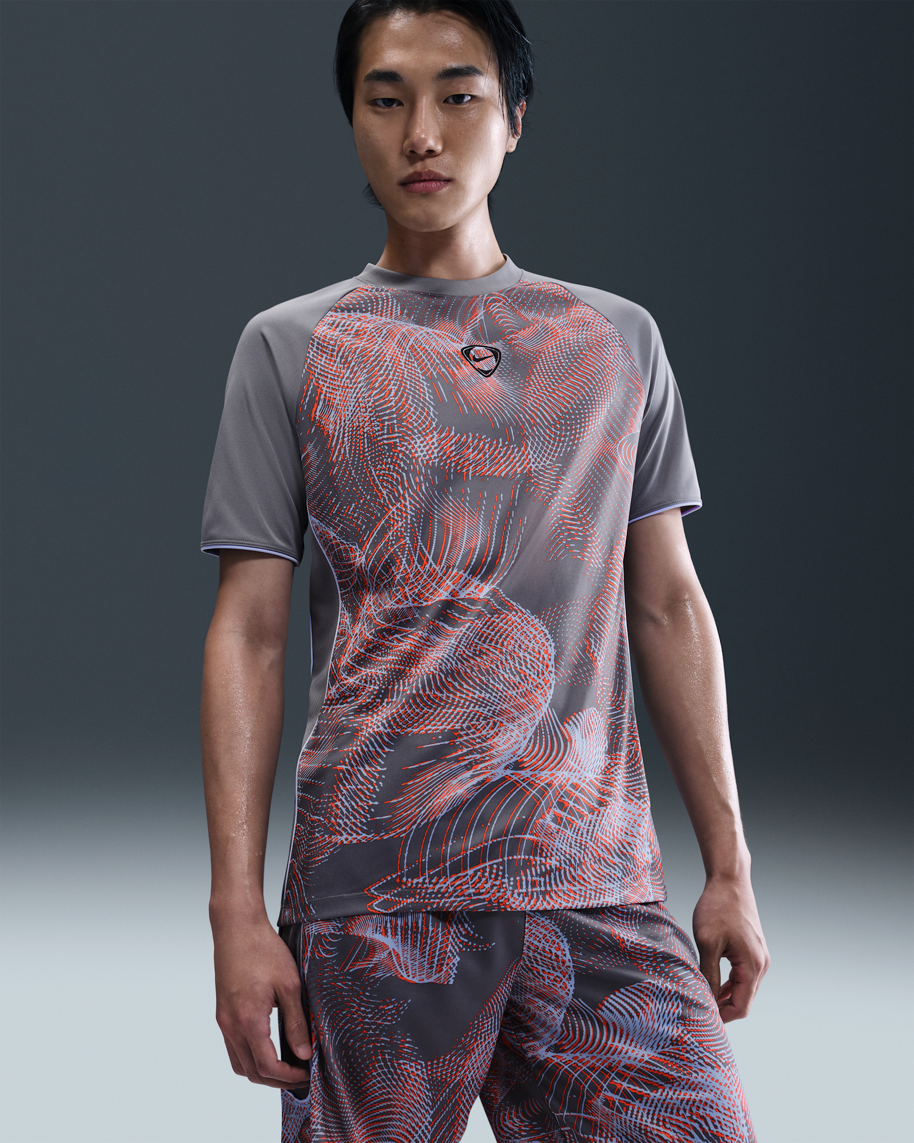 Nike Academy+ Men's Dri-FIT Short-Sleeve Football Shirt - Bright Crimson/Cool Grey/Royal Tint/Black