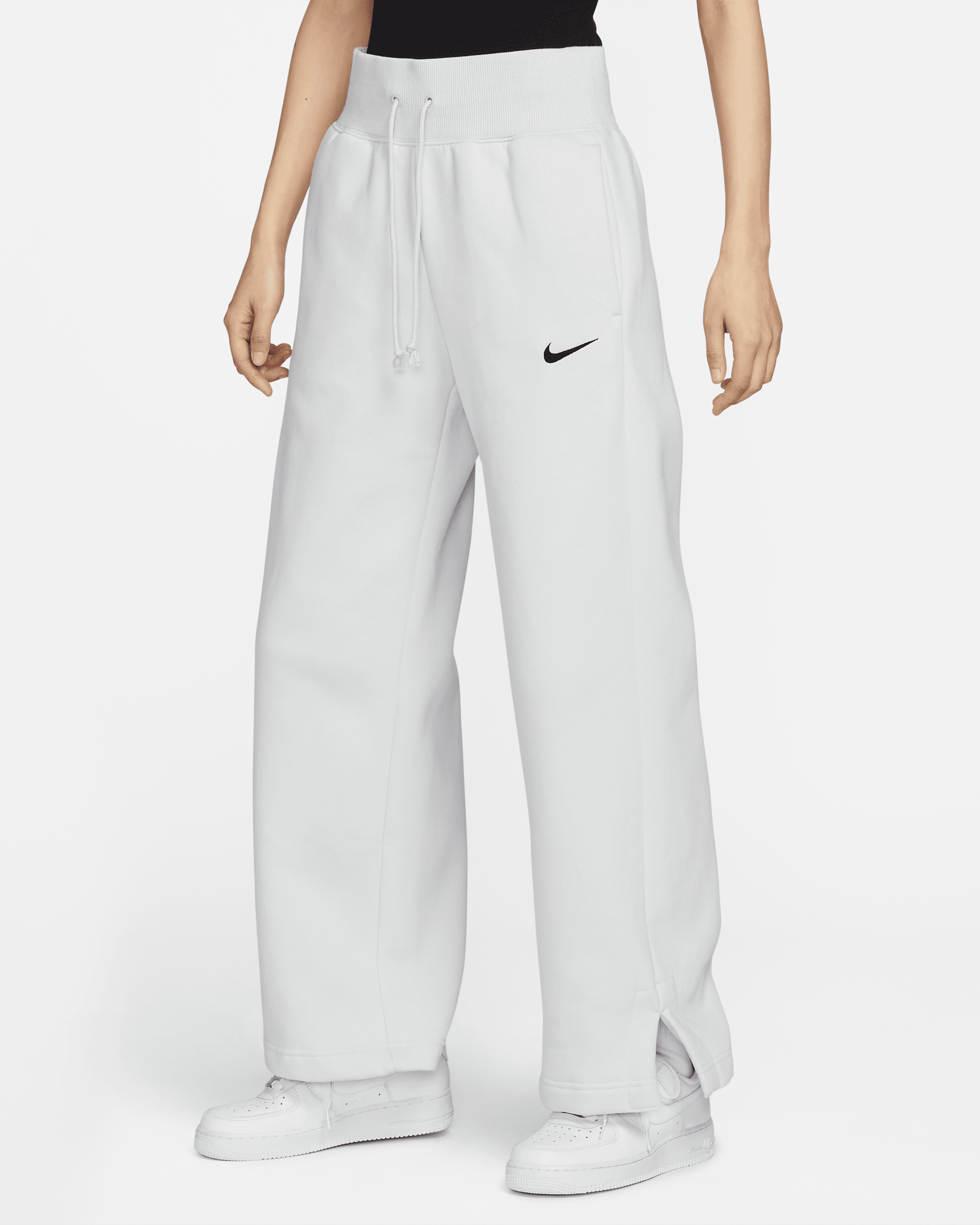 Nike Sportswear Phoenix Fleece Women's High-Waisted Wide-Leg Tracksuit Bottoms - Photon Dust/Black