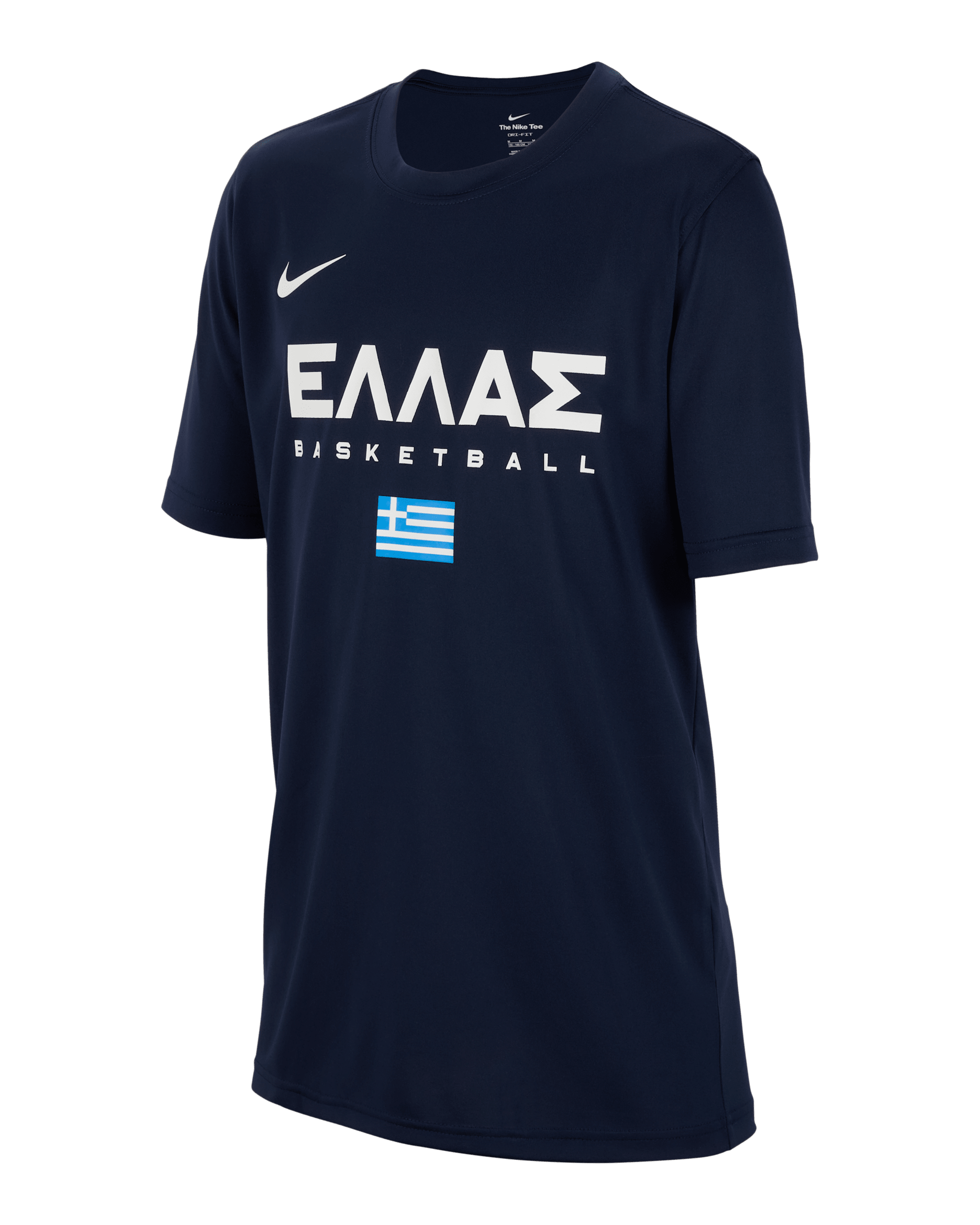 Griechenland Nike Dri-FIT Basketball-Trainings-T-Shirt (ältere Kinder) - College Navy