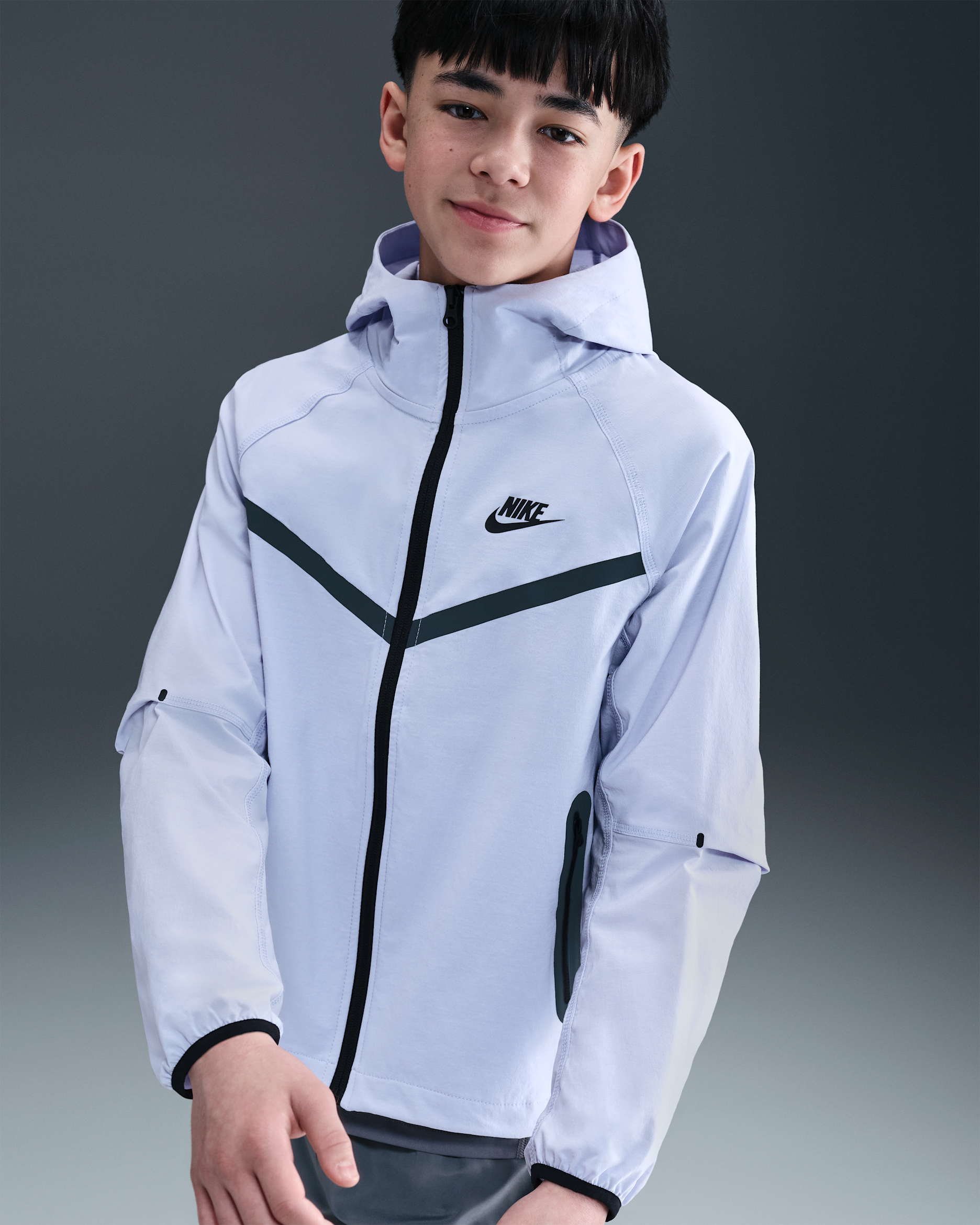 Nike Tech Older Kids' (Boys') Woven Jacket - Ghost/Ghost/Black