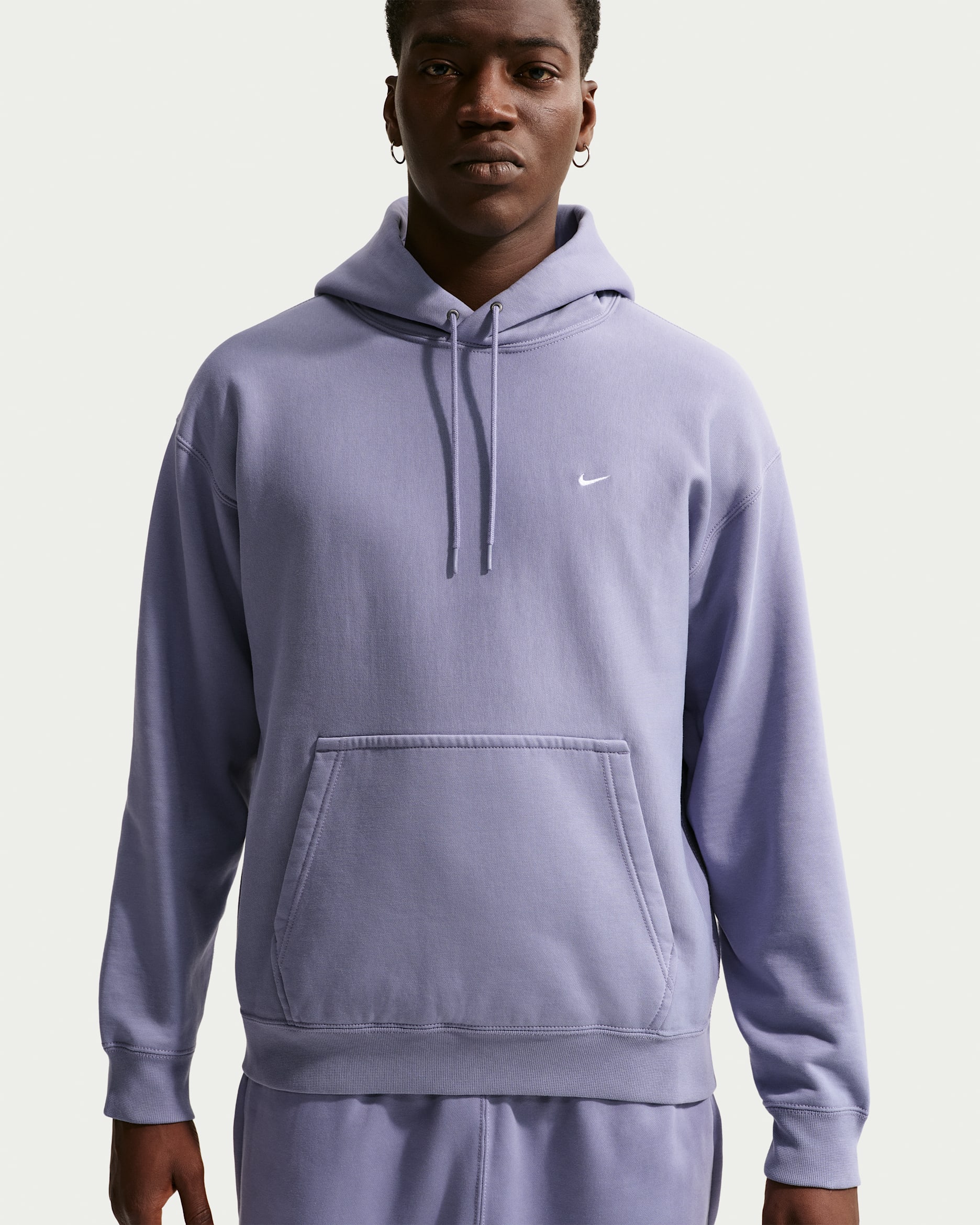 Pánská mikina Nike Solo Swoosh s kapucí - Iron Purple/Bílá