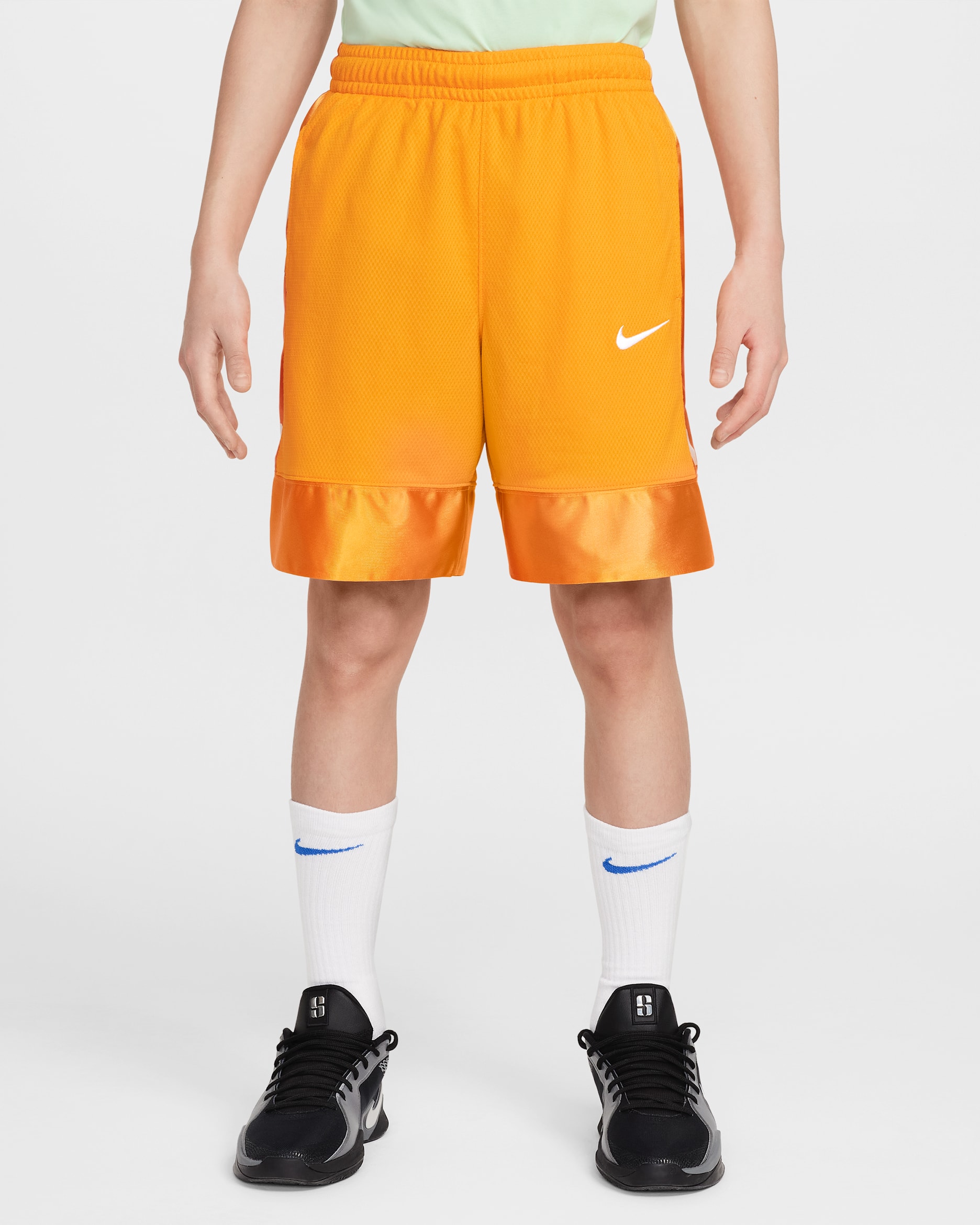 Shorts de básquetbol para niños talla grande Nike Dri-FIT Elite 23 - Piel de naranja/Blanco