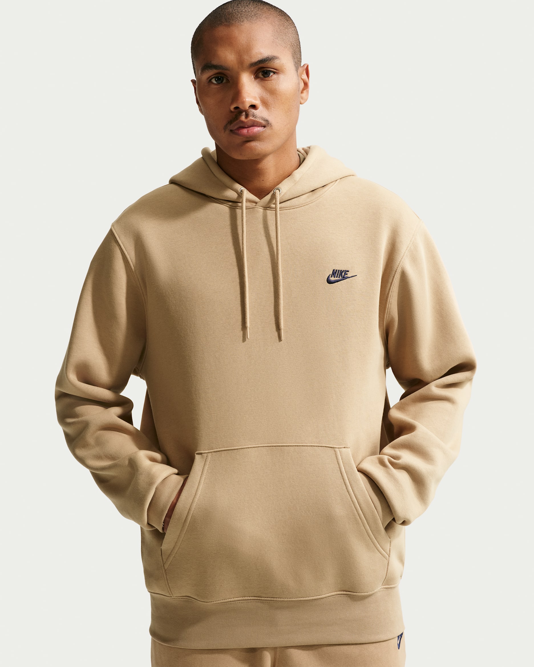 Sweat à capuche en Fleece Nike Club pour homme - Parachute Beige/Parachute Beige/Obsidian