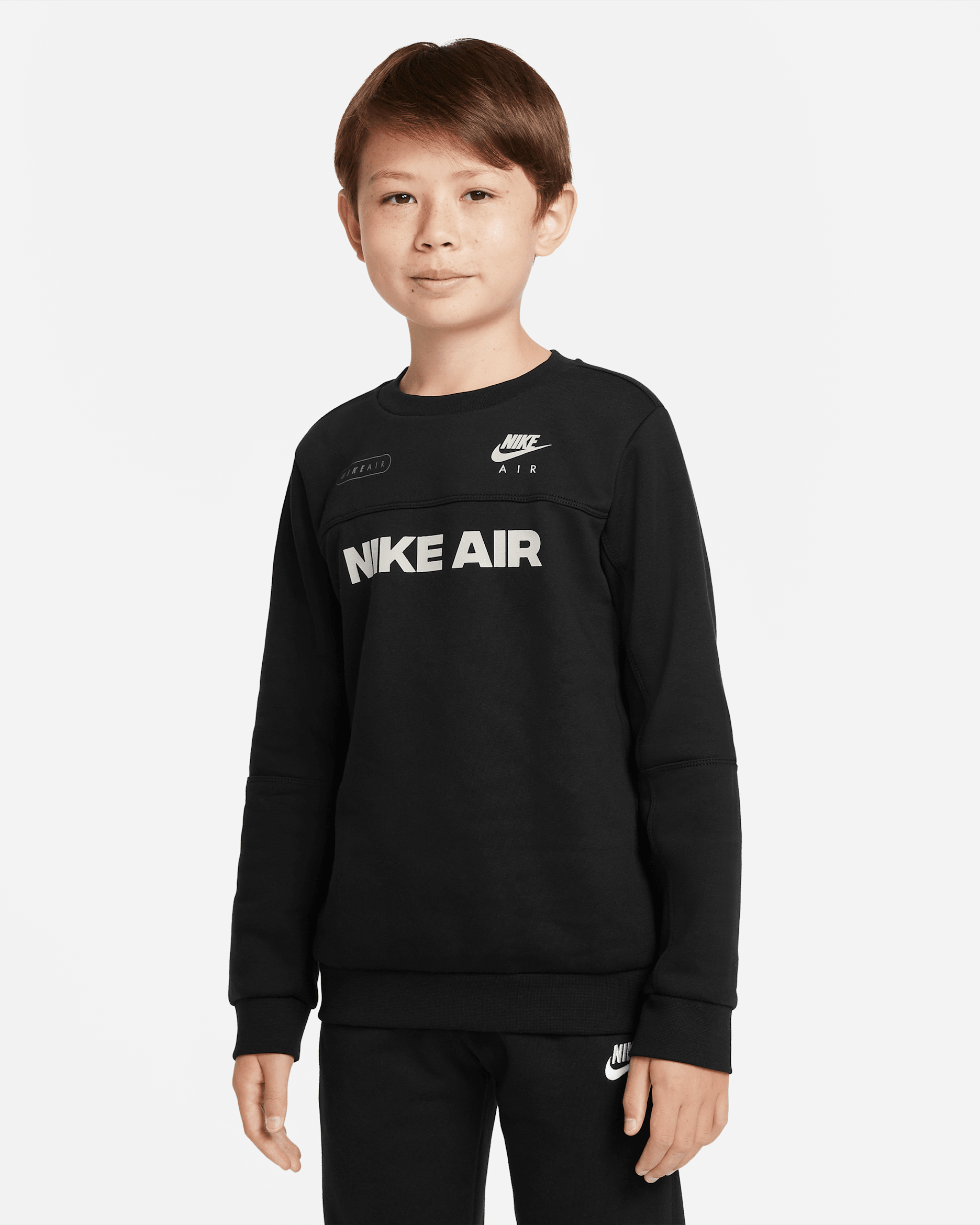 Nike Air Big Kids' (Boys') Crew Sweatshirt - Black/Black/Light Bone