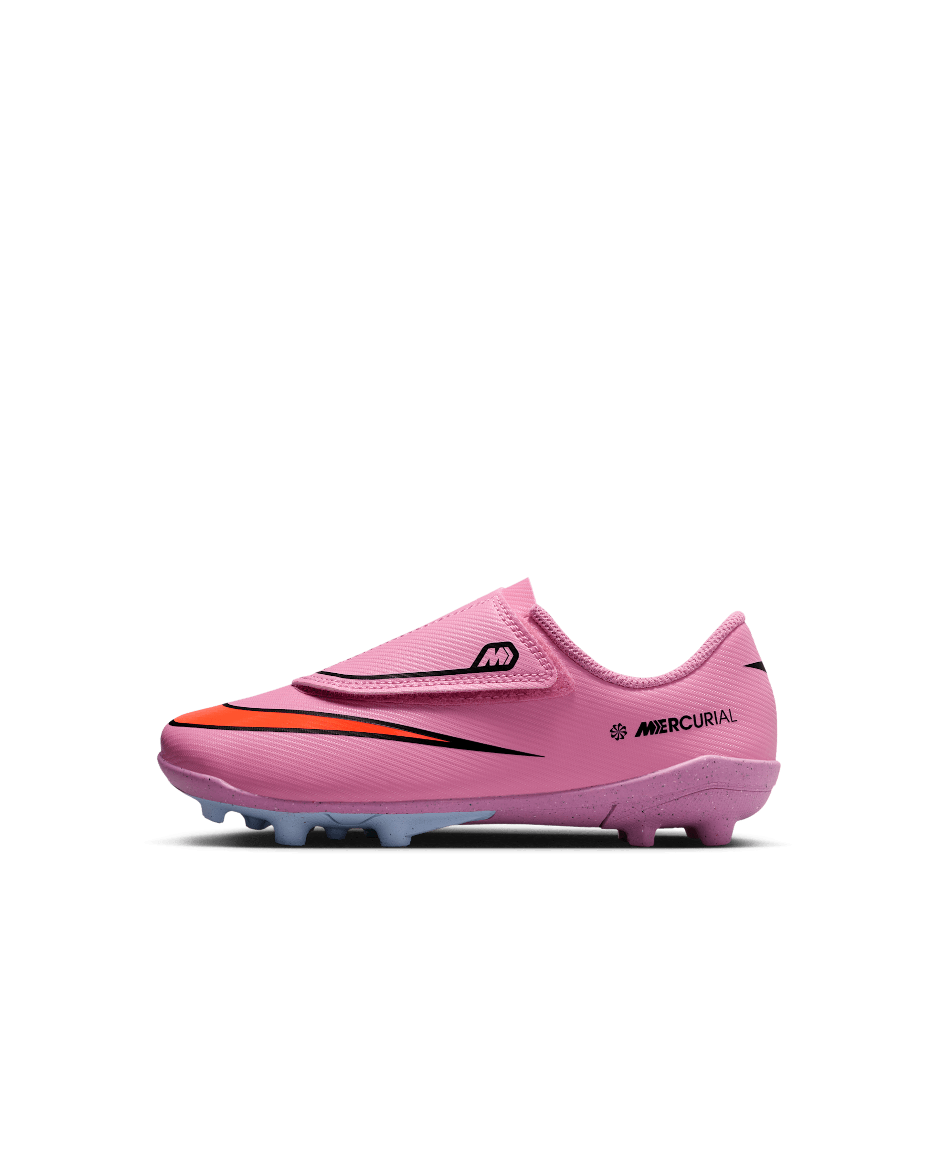 Tacos de fútbol para terrenos múltiples de corte low para niños de preescolar Nike Jr. Mercurial Vapor 16 Club - Flamenco mágico/Carmesí total/Negro