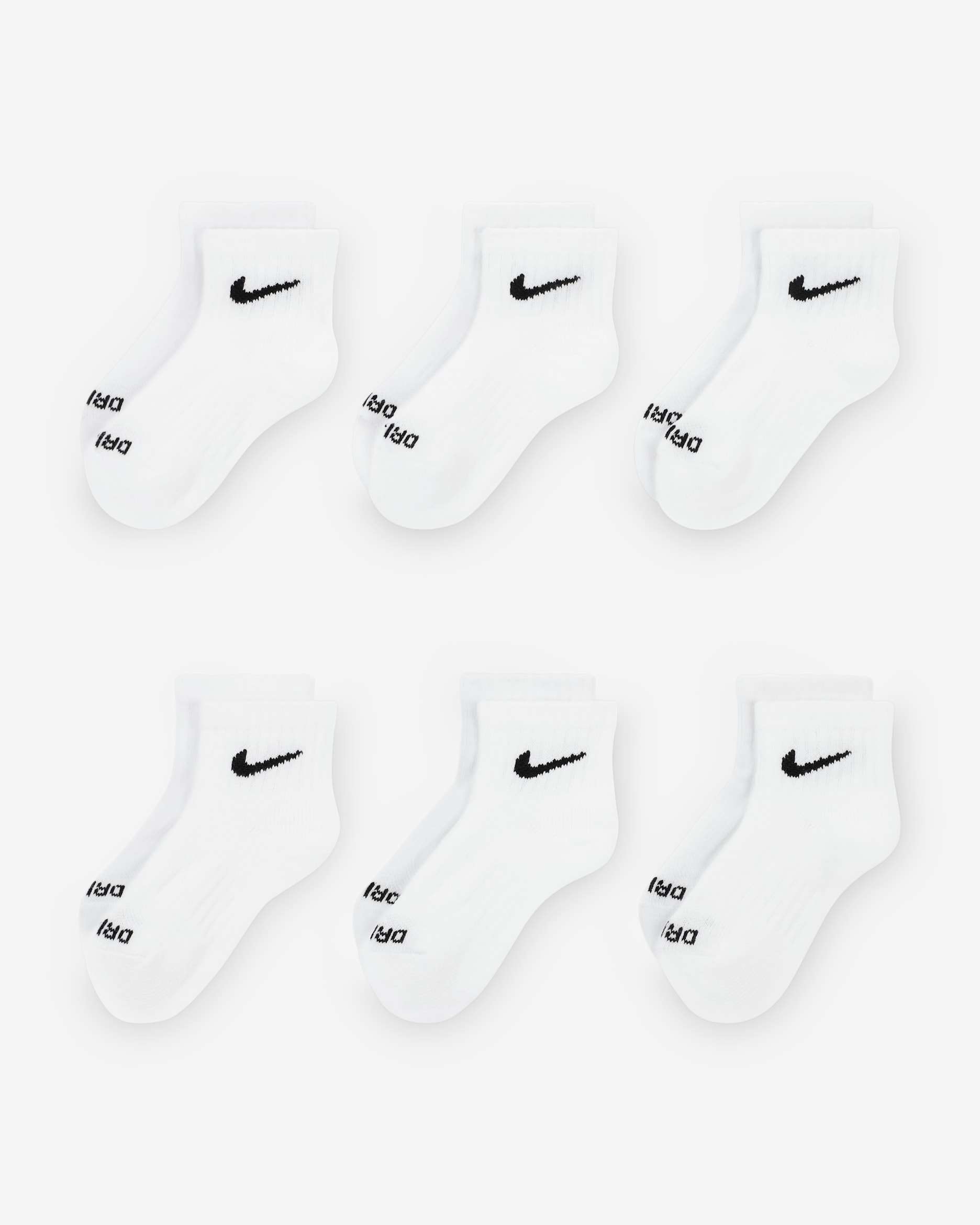 Nike Dri-FIT Performance Basics Little Kids' Quarter Socks (6 Pairs) - White