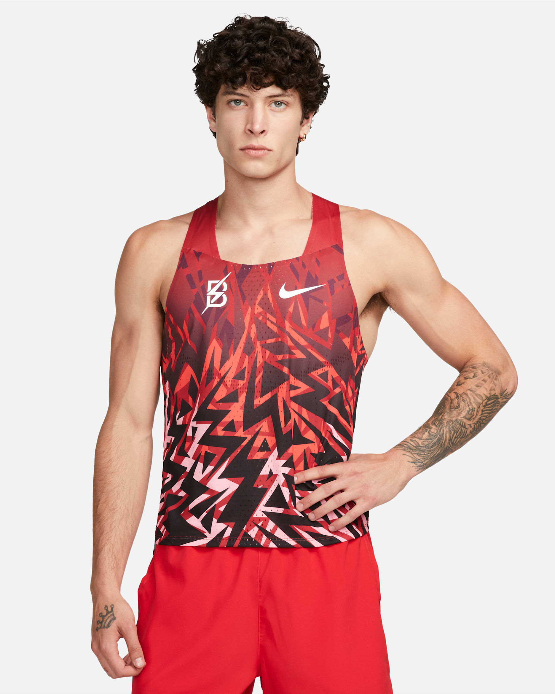 Nike AeroSwift BTC Men's Running Vest - Gym Red/Light Crimson/White