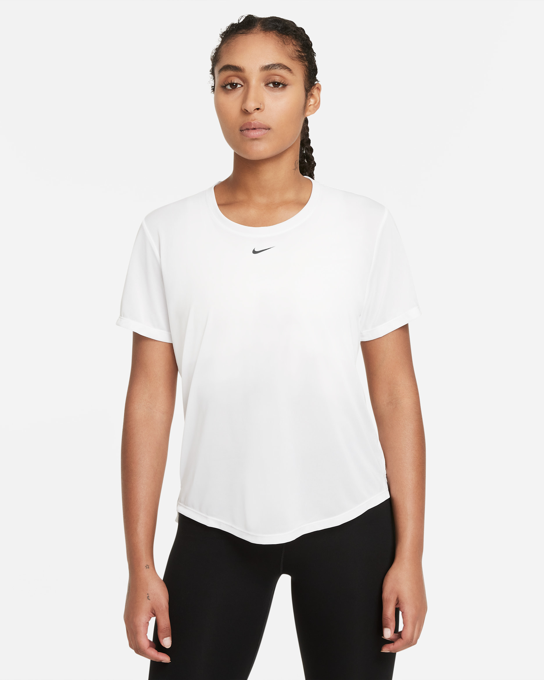 Playera de manga corta y ajuste estándar para mujer Nike Dri-FIT One - Blanco/Negro