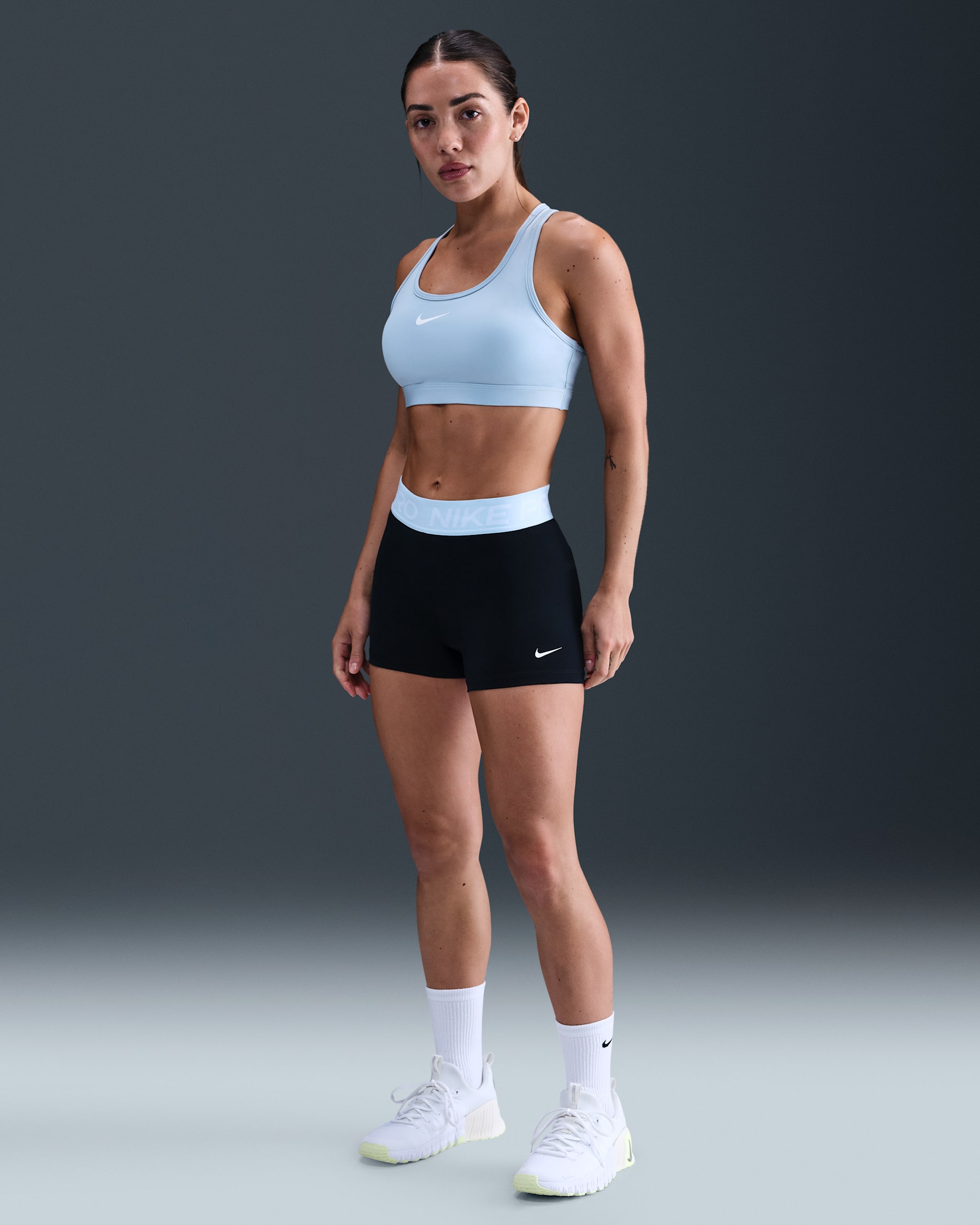 Nike Pro Women's 8cm (approx.) Shorts - Black/Celestine Blue/White