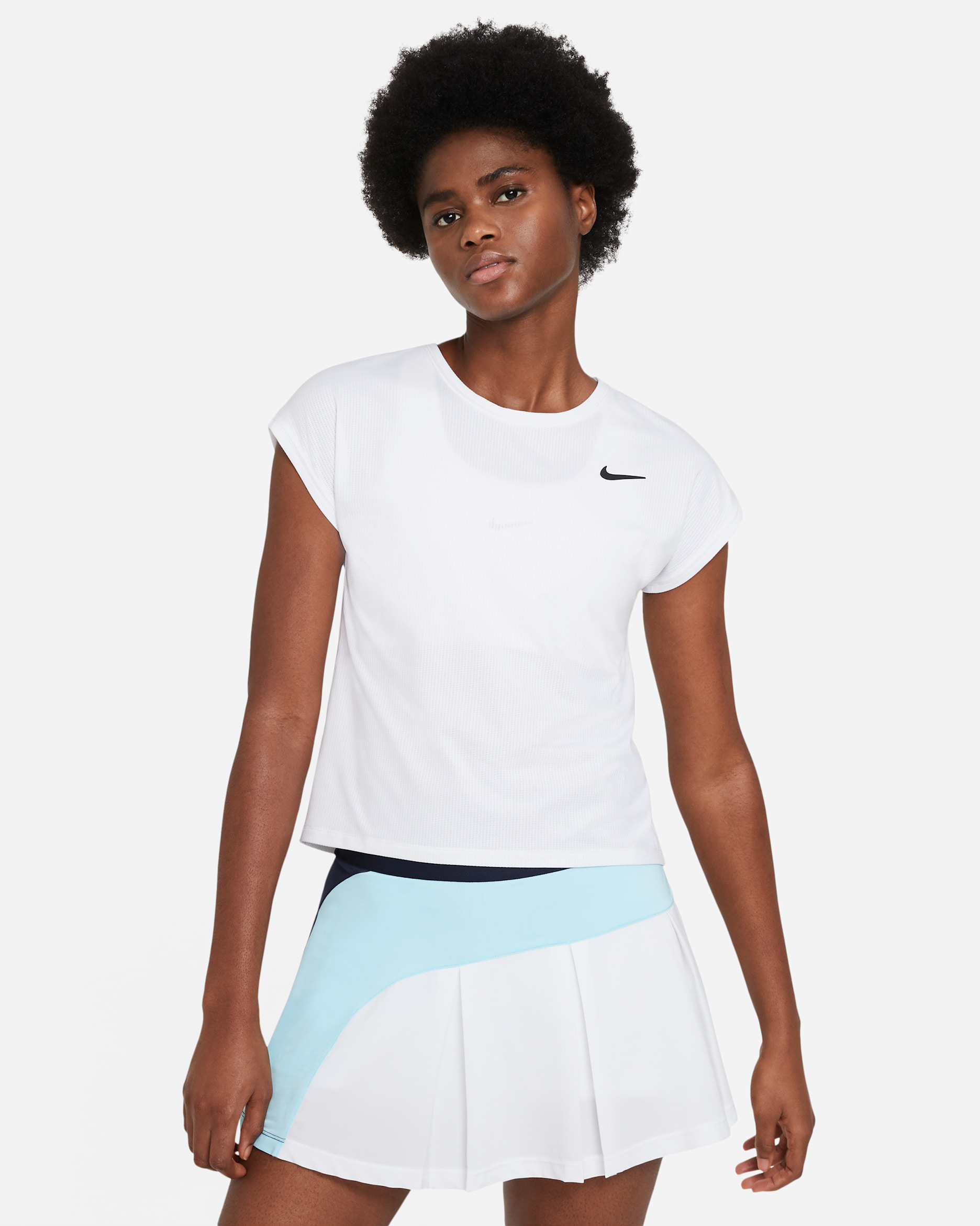 NikeCourt Dri-FIT Victory 女款短袖網球上衣 - 白色/黑色
