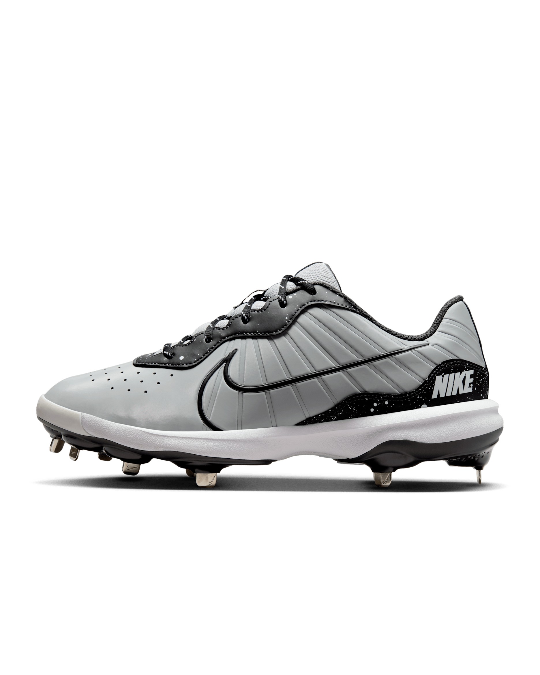 Nike Alpha Huarache Varsity 4 Low Men's Baseball Cleats - Wolf Grey/White/Dark Smoke Grey