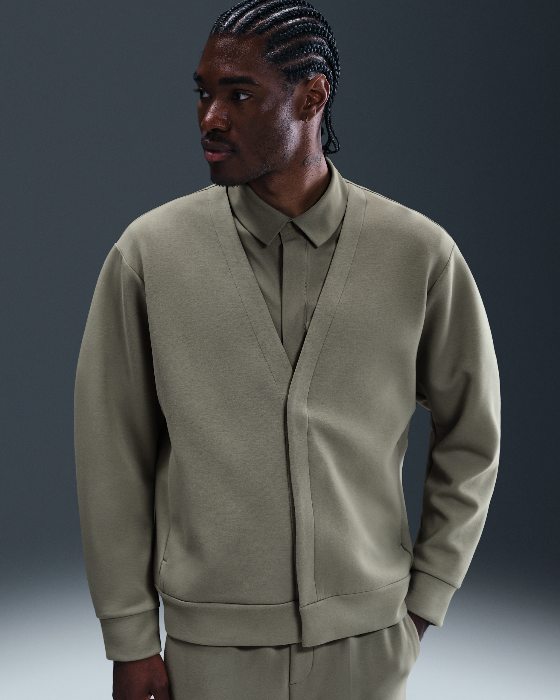 Nike 24.7 ImpossiblySoft Men's Cardigan - Light Army/Steel Green