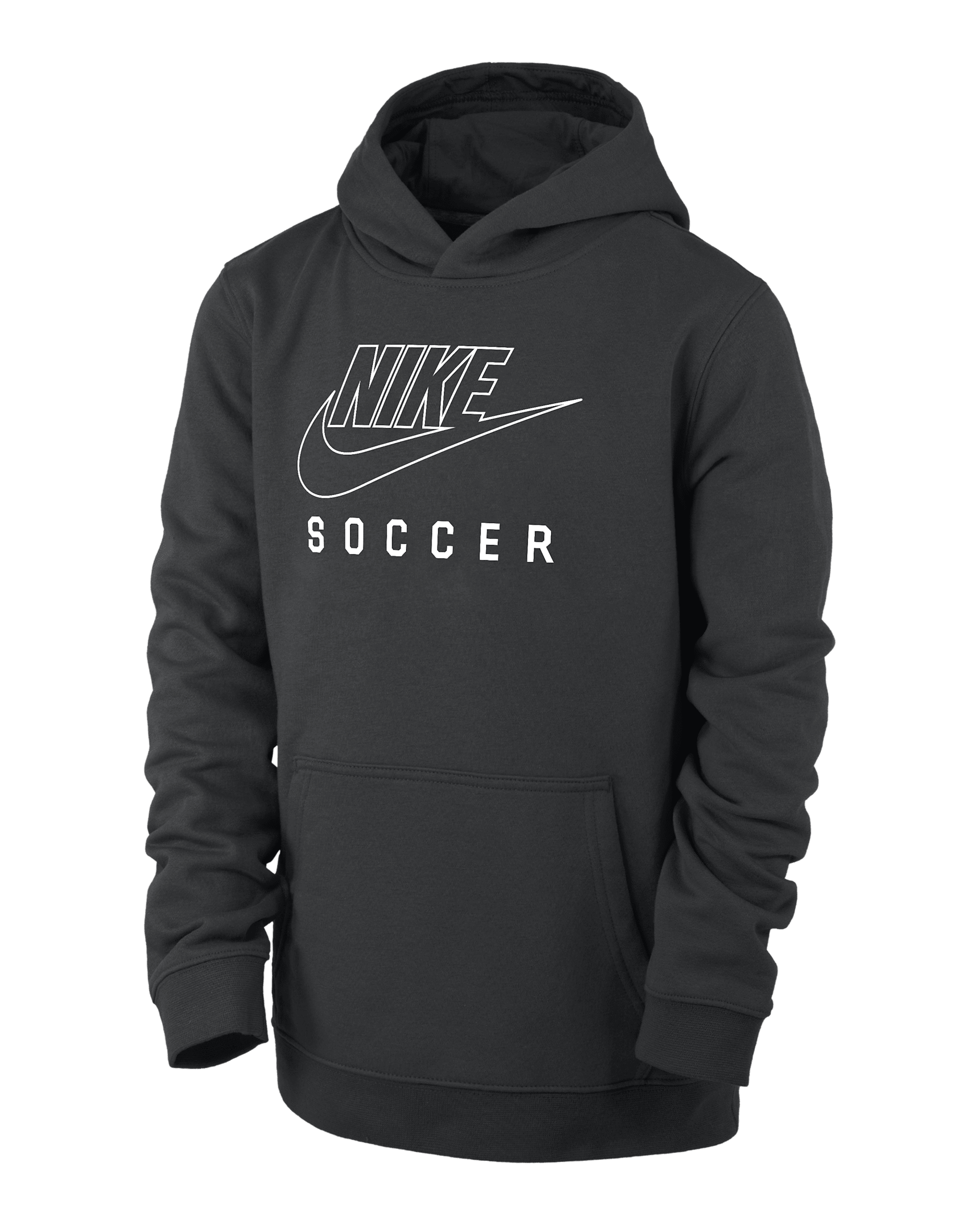 Nike Swoosh Club Fleece Big Kids' Soccer Pullover Hoodie - Black