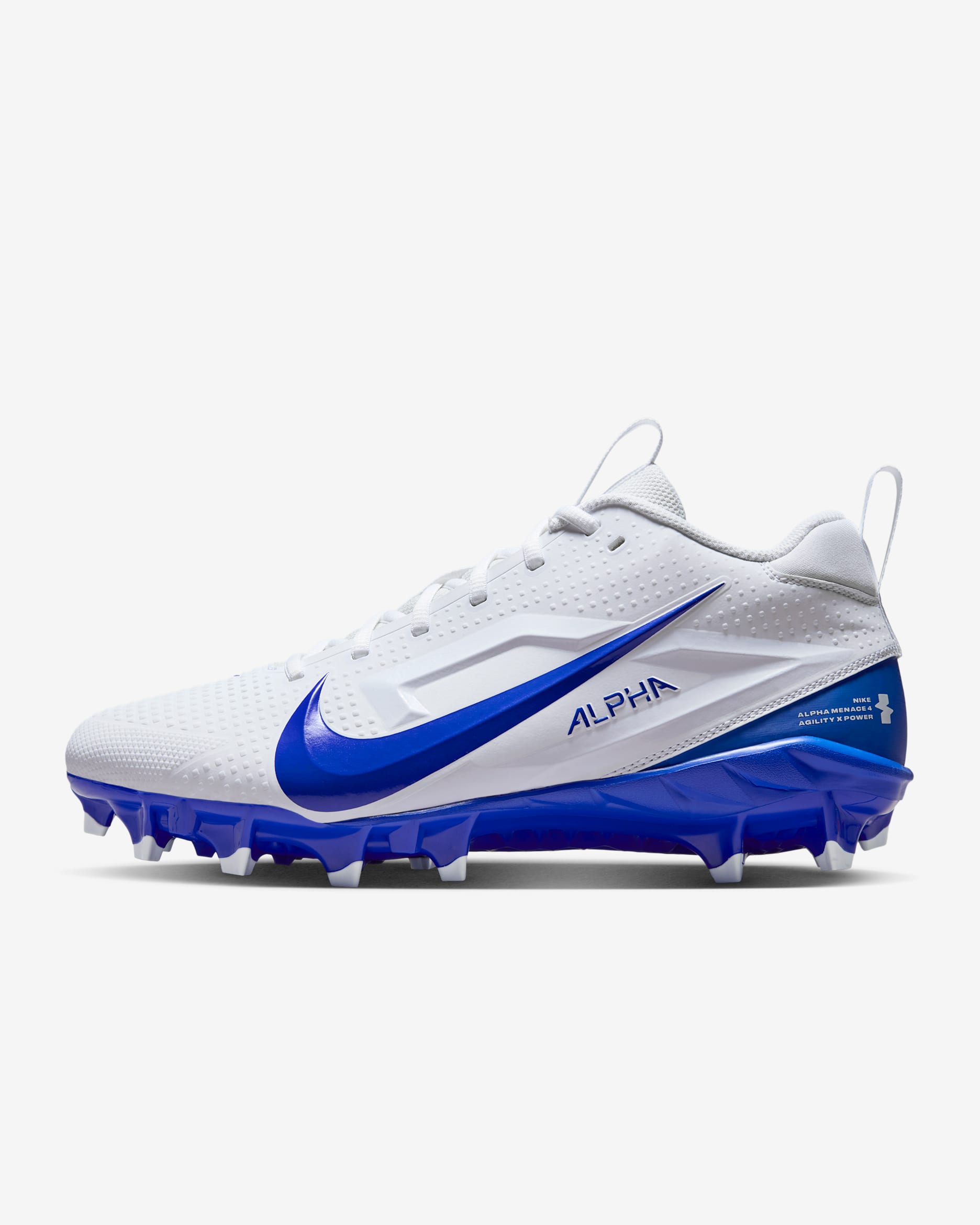 Nike Alpha Menace 4 Varsity Football Cleats - White/Hyper Royal/Photon Dust/Hyper Royal