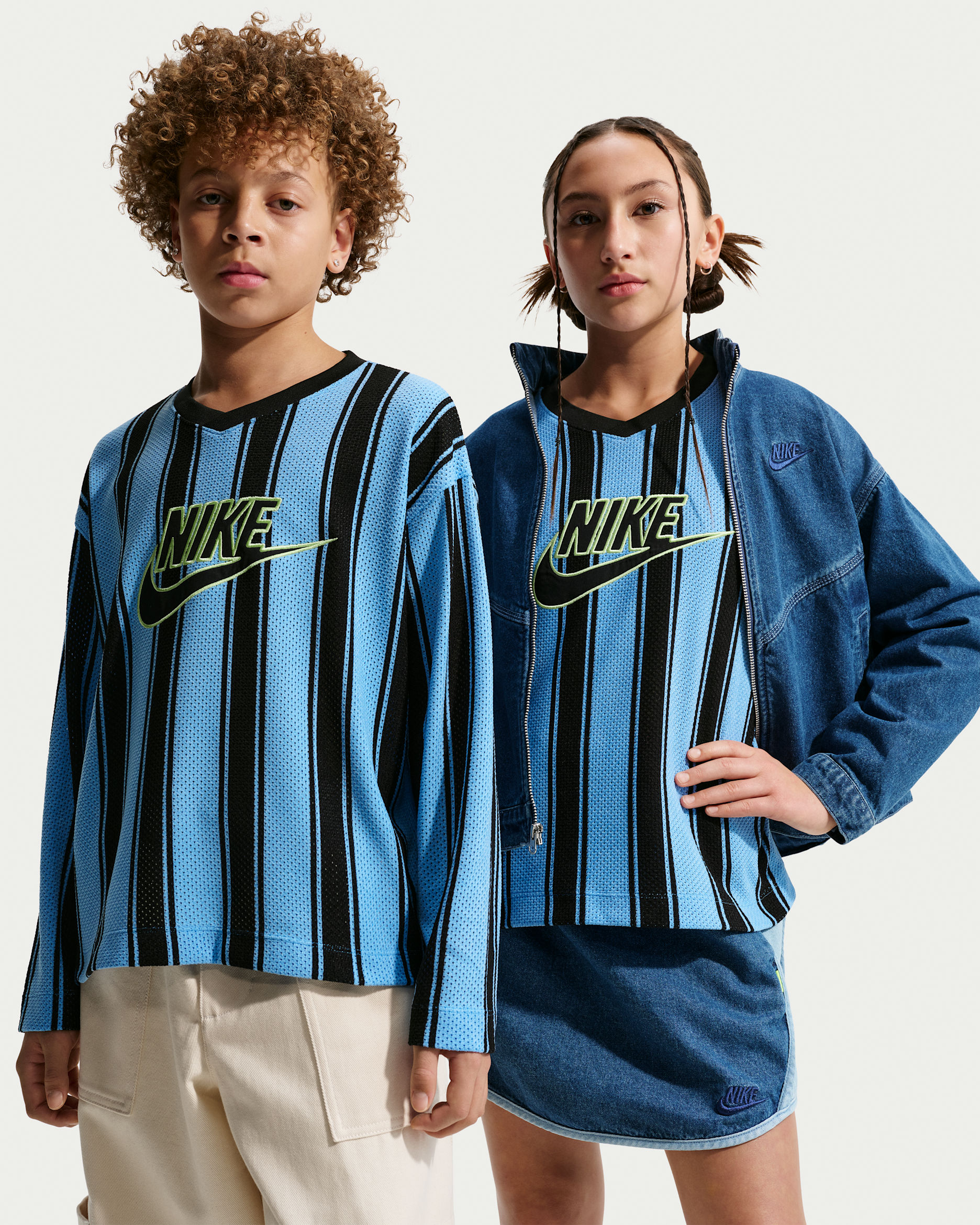 Nike Sportswear Collection Big Kids' Long-Sleeve Mesh Jersey - University Blue/Black/Black