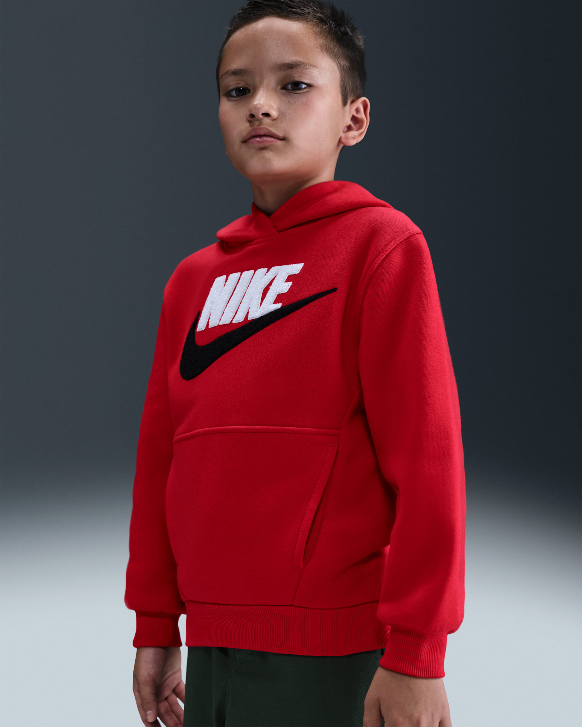 Nike Sportswear Club Big Kids' Fleece Hoodie - University Red/White/Black
