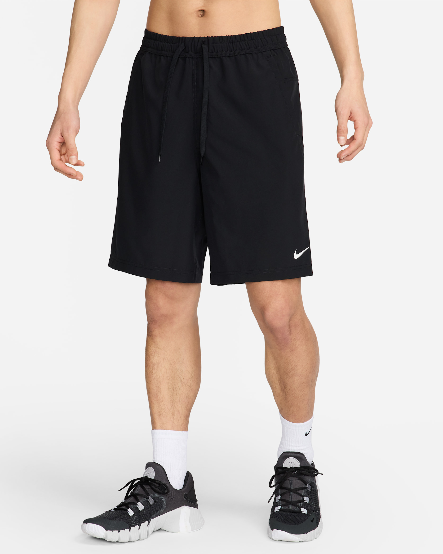 나이키 폼 남성 드라이 핏 9인치 언라인드 버서타일 쇼츠 - 블랙/화이트