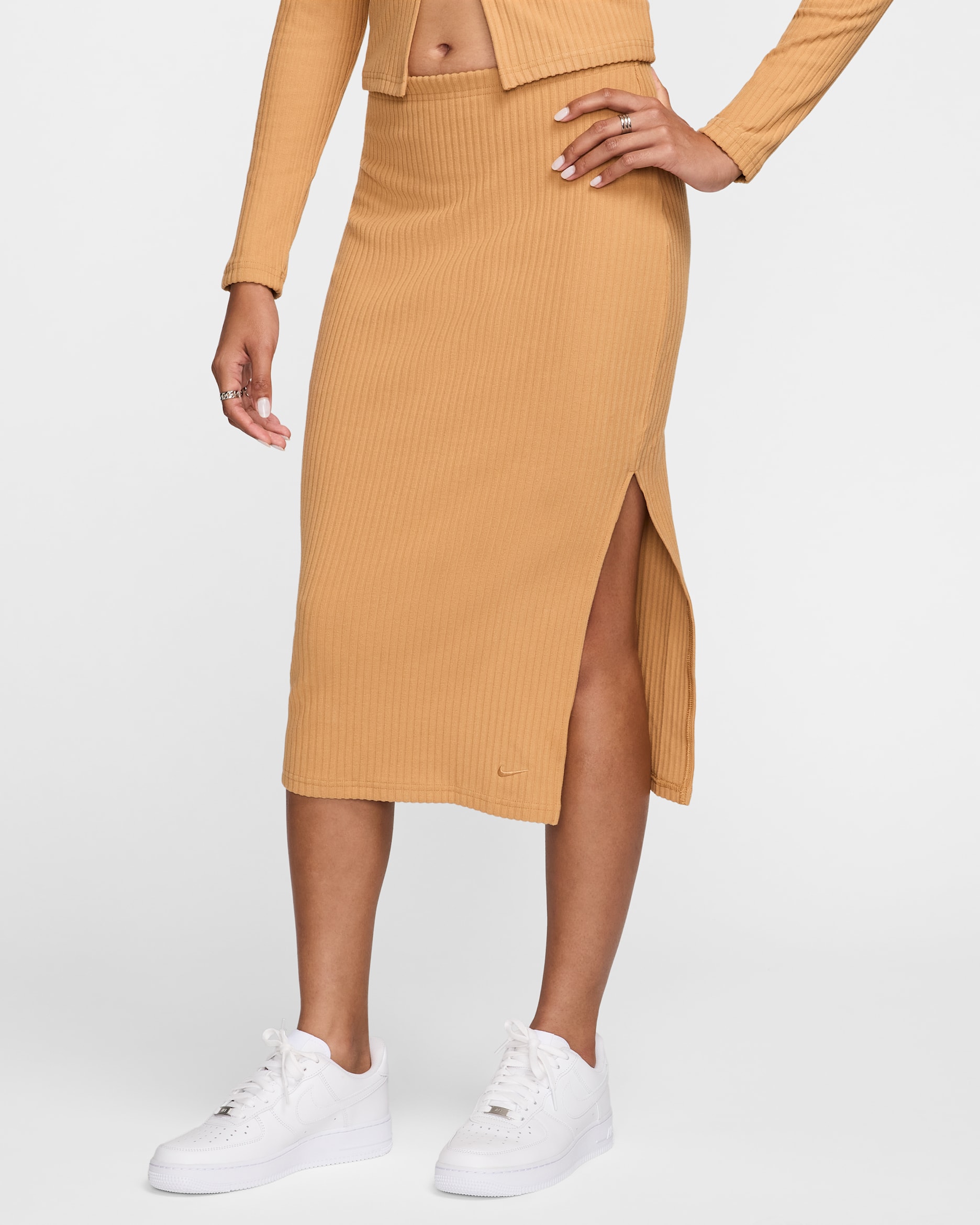 Nike Sportswear Chill Rib Women's Slim Midi Skirt - Flax/Flax
