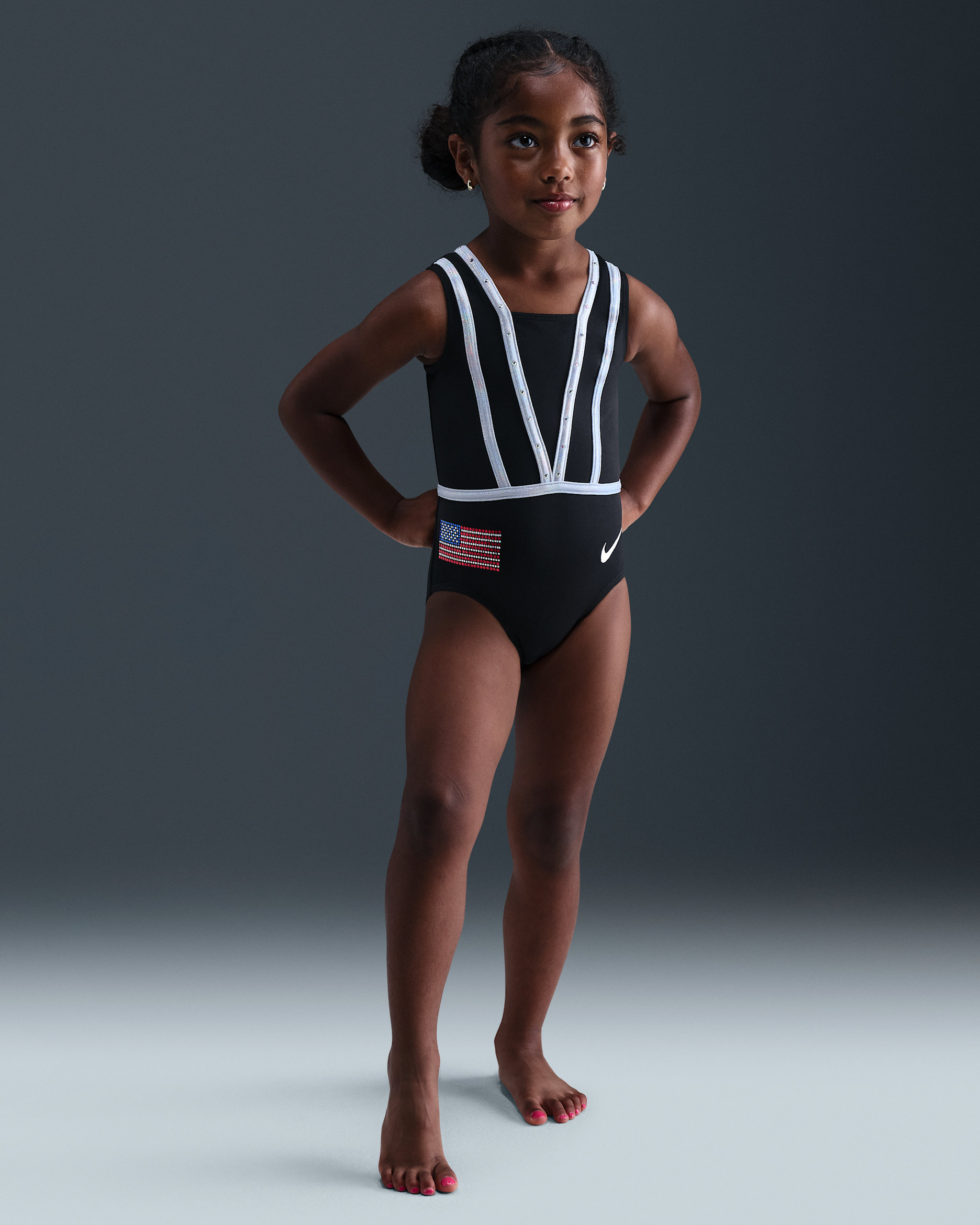 Nike Gymnastics Stars at Midnight Leotard - Black