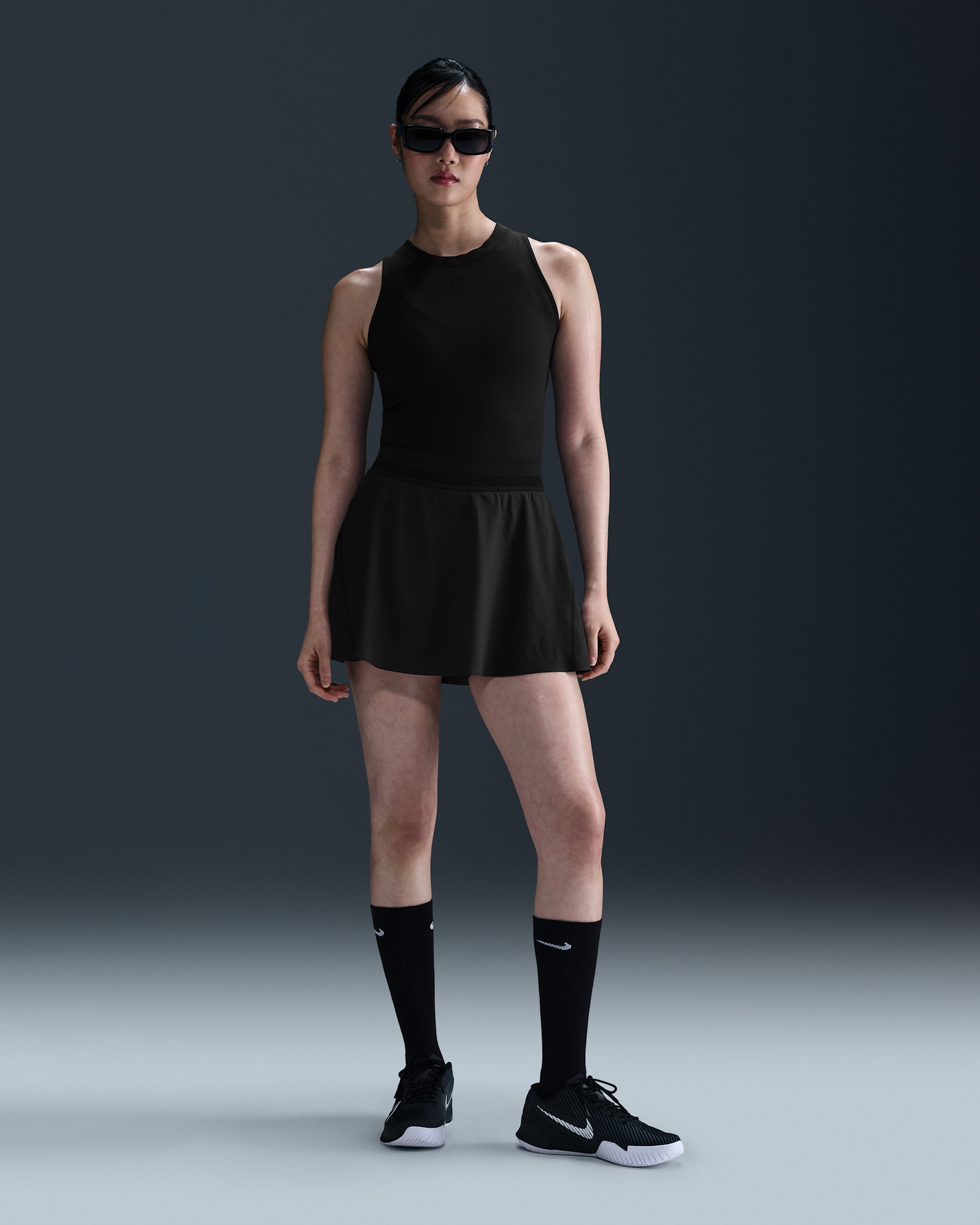 Falda de tenis Dri-FIT corta para mujer NikeCourt Advantage - Negro/Negro