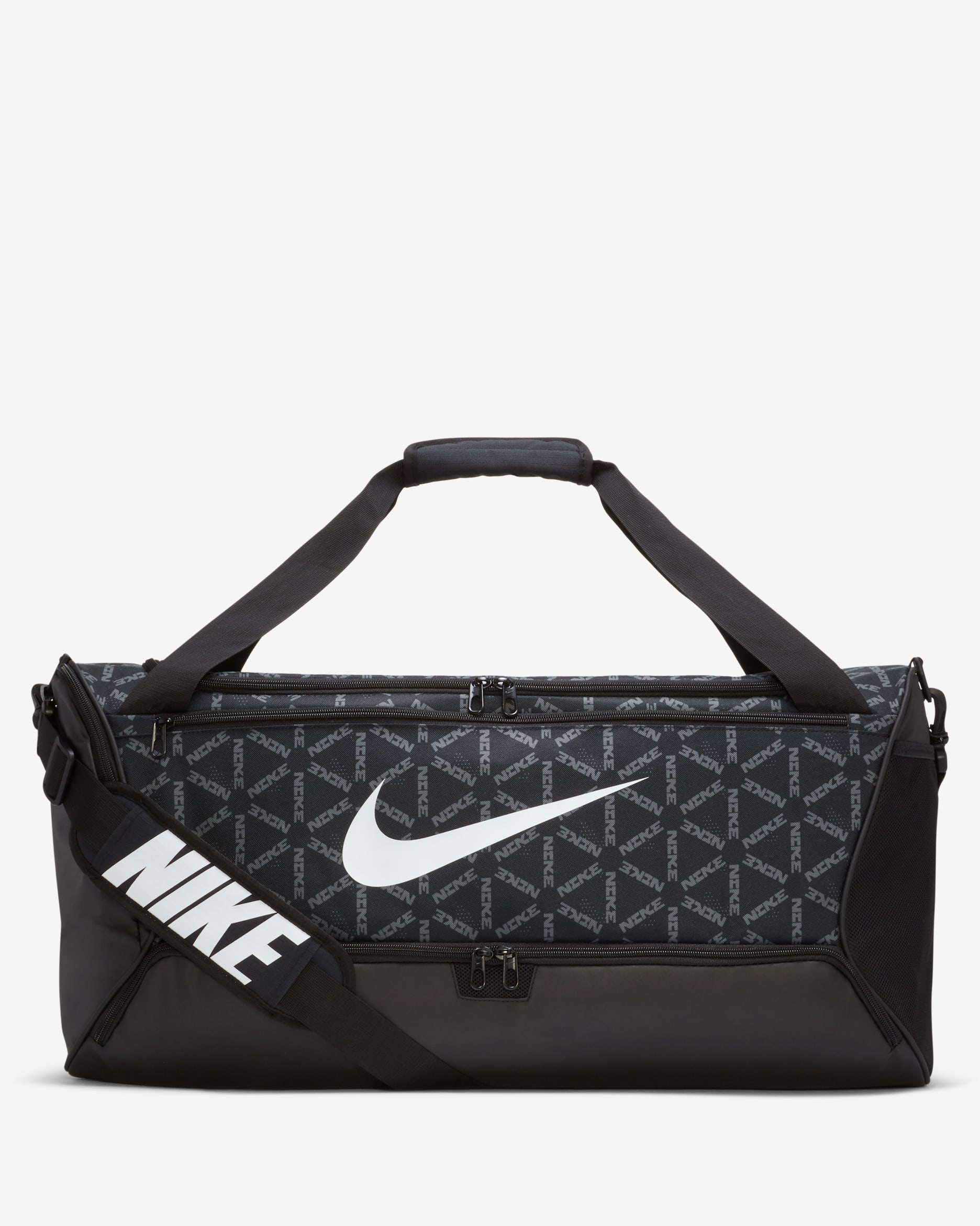 Nike Brasilia Printed Training Duffel Bag (Medium) - Black/Black/White