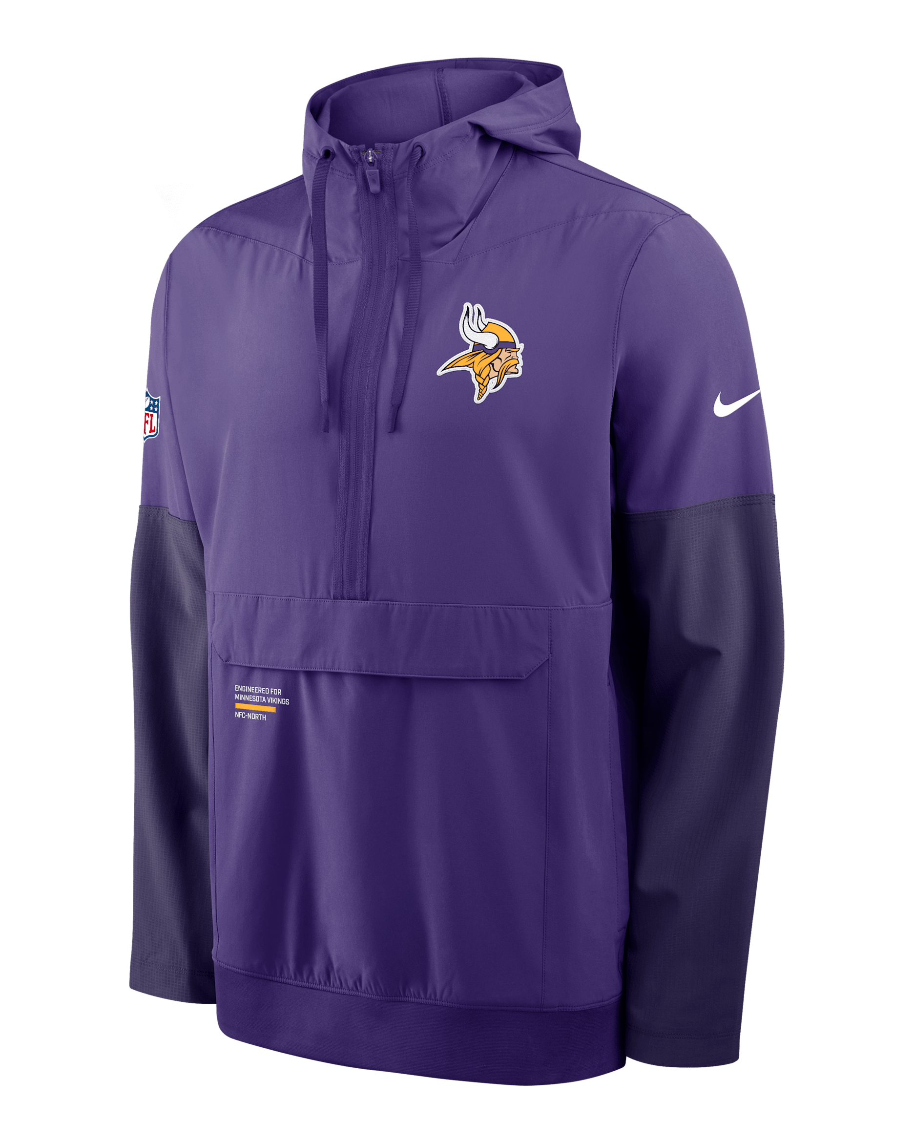Chamarra Nike de la NFL de medio cierre con gorro para hombre Minnesota Vikings Well Rounded Anorak - Morado