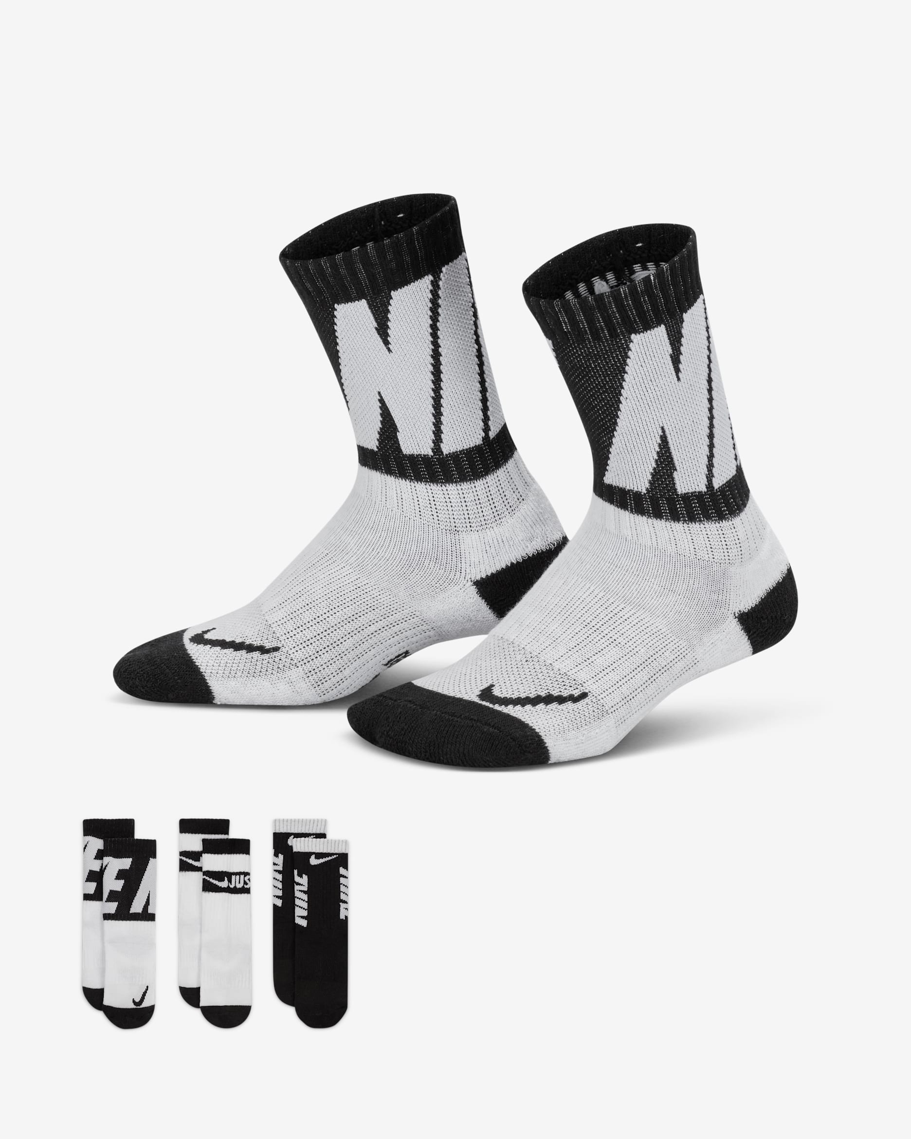 Calcetas deportivas Dri-FIT para niños talla pequeña (3 pares) Nike - Negro