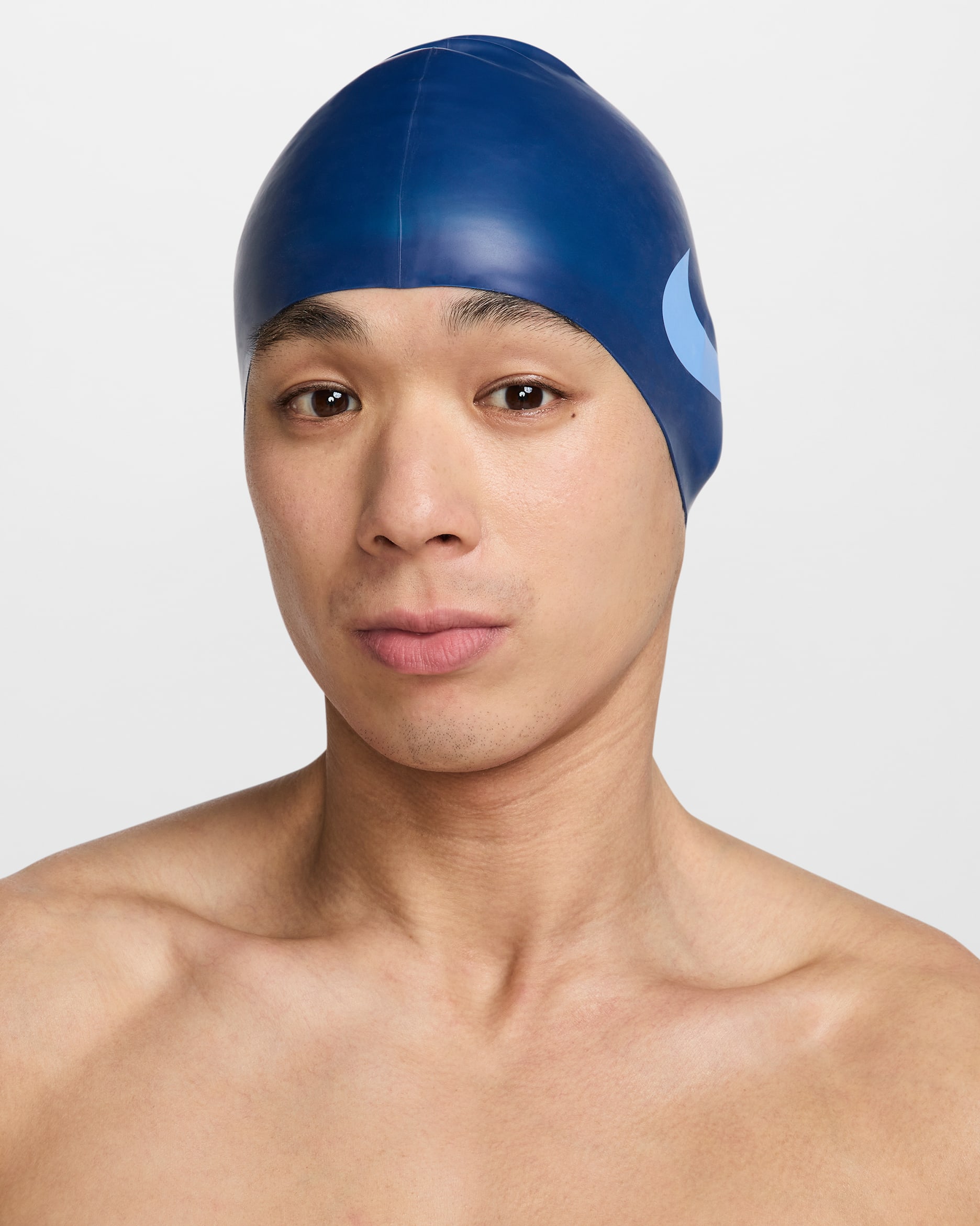 Gorra de natación Nike Swim Big Swoosh - Azul marino medianoche/Azul universitario