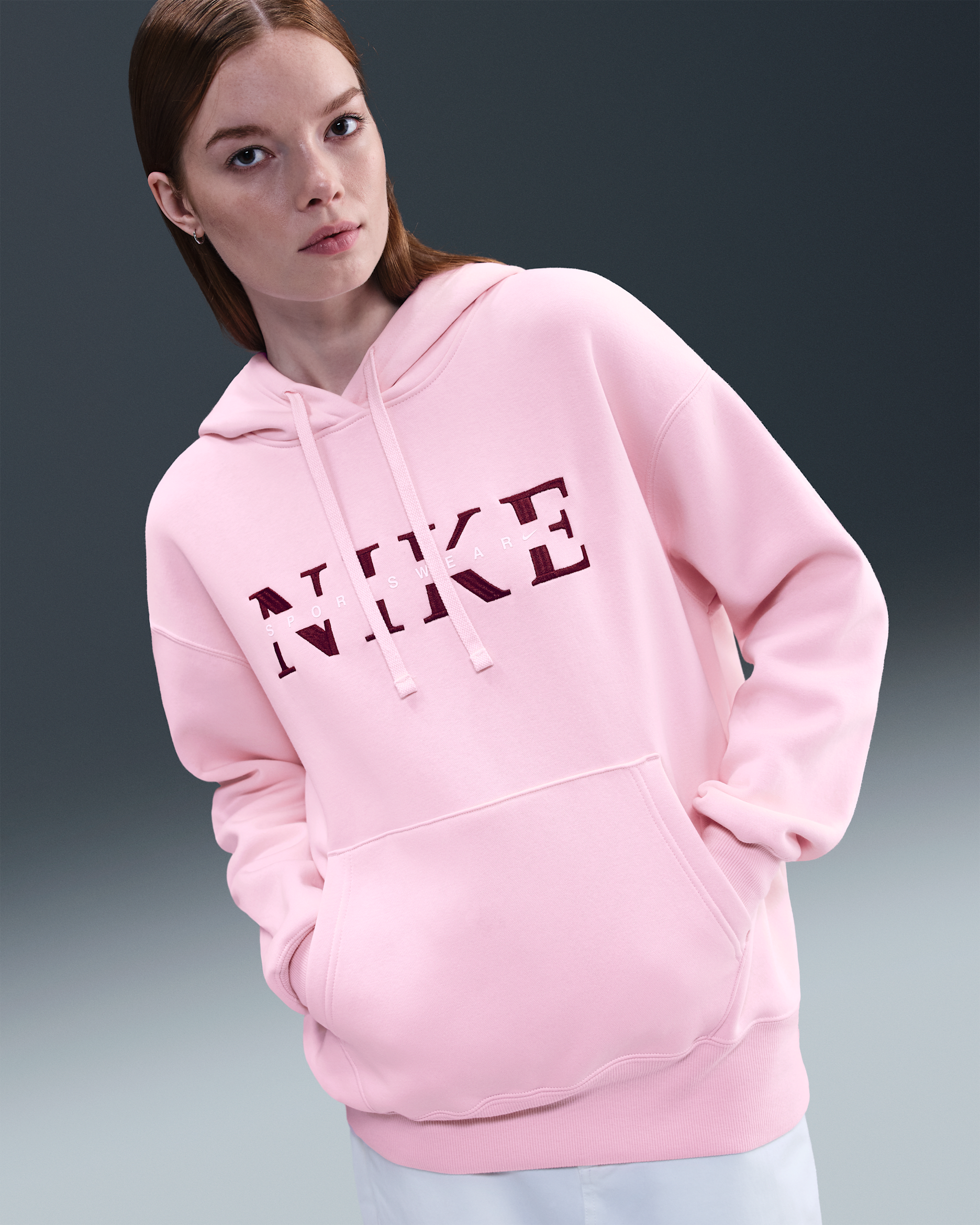 Nike Sportswear Phoenix Fleece Oversize-Hoodie für Damen - Pink Foam