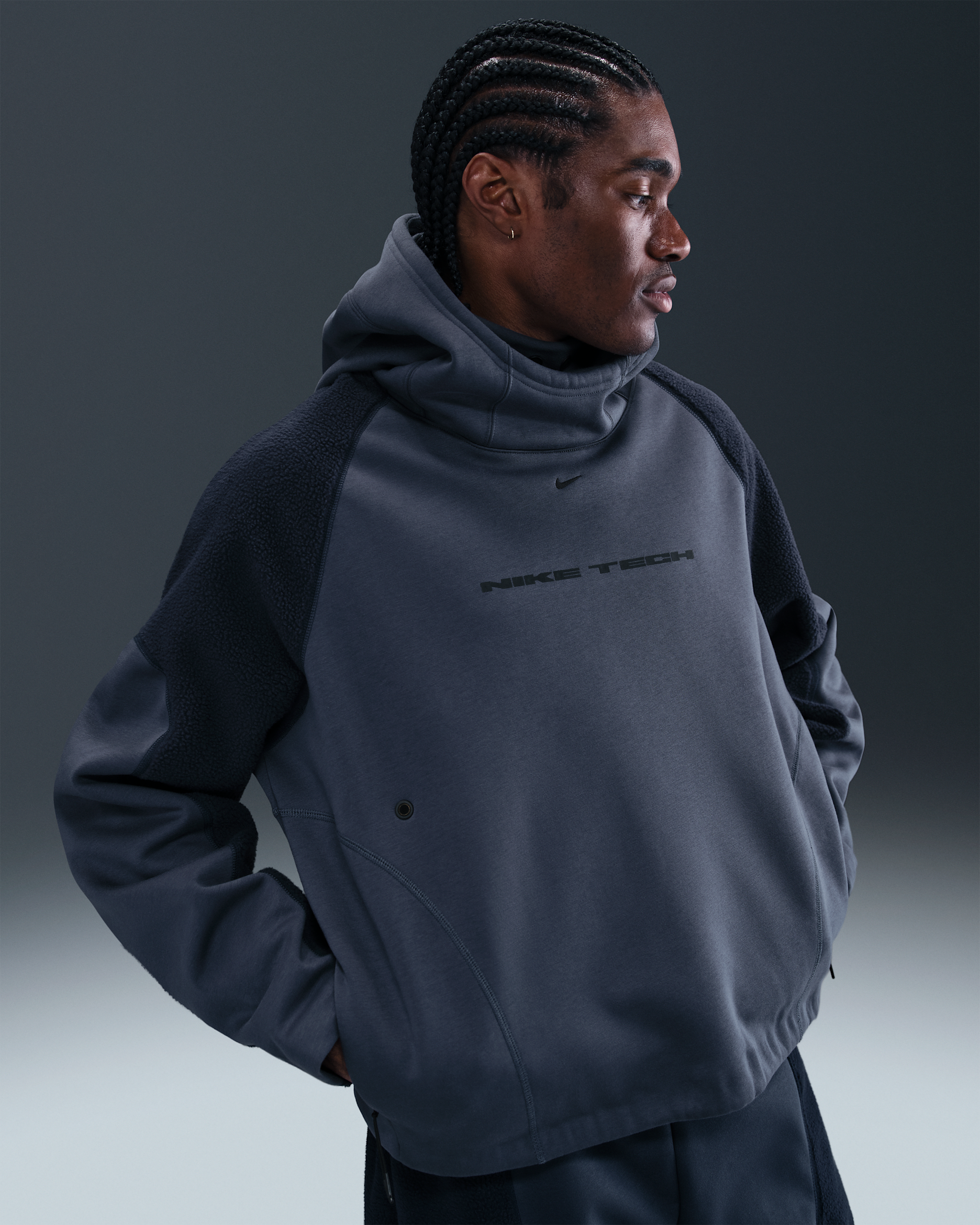 Nike Tech Boreas Men's Oversized Hoodie - Thunder Blue/Obsidian/Black