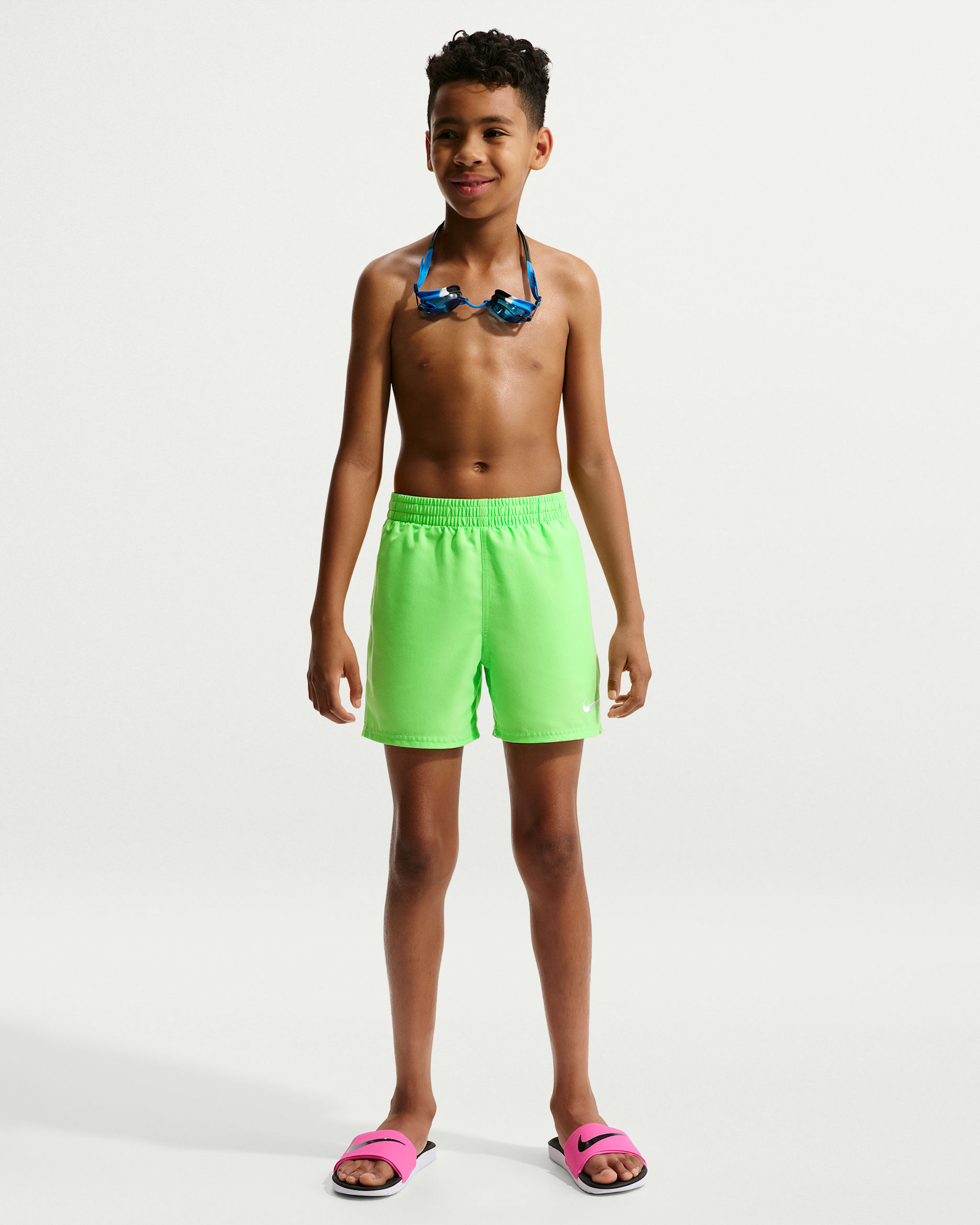 Short de volley avec sous-short intégré 10 cm Nike Swim Breaker Essential pour ado (garçon) - Voltage Green/Voltage Green/Blanc/Blanc