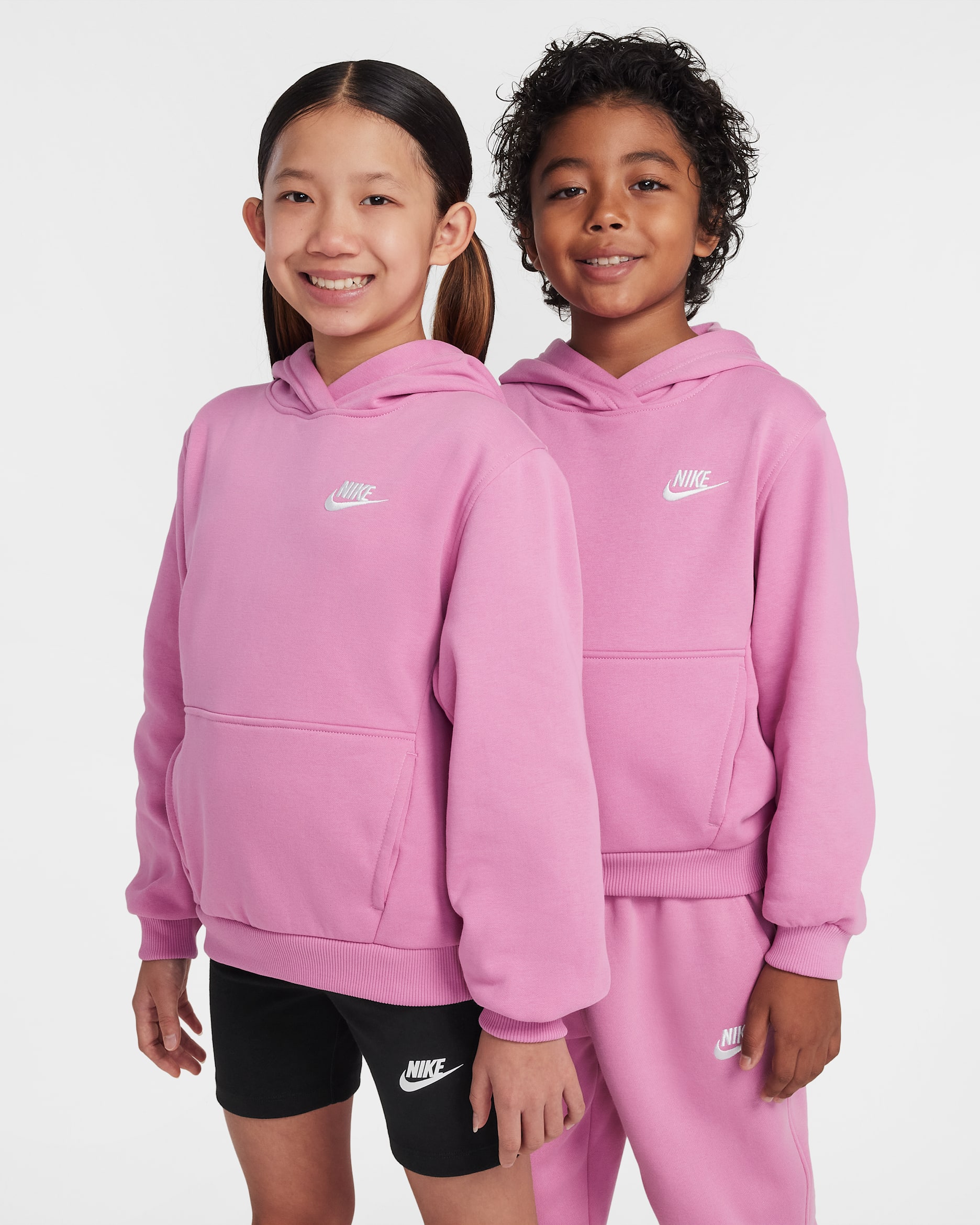 Nike Sportswear Club Fleece Big Kids' Pullover Hoodie - Magic Flamingo/White