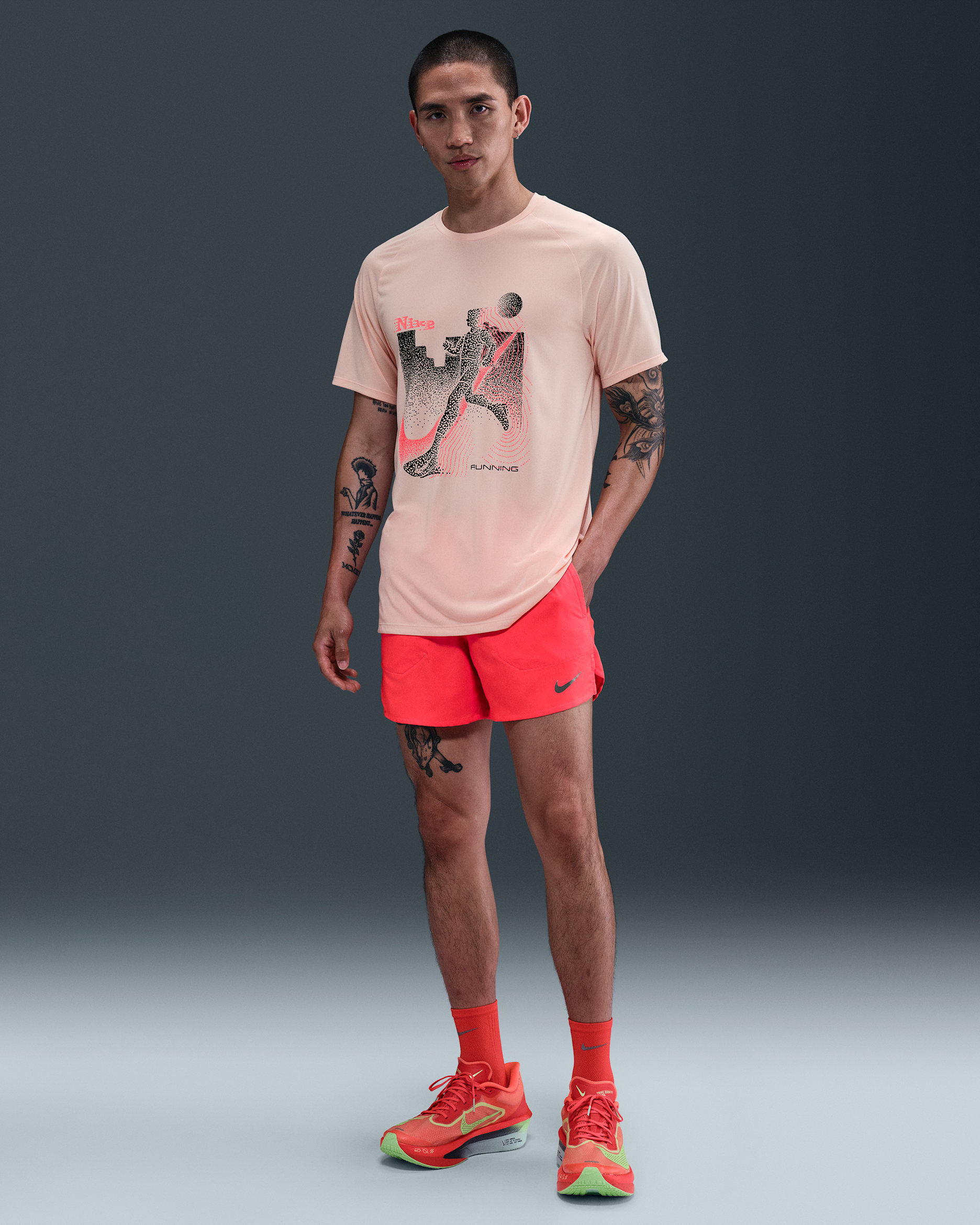 나이키 드라이 핏 스트라이드 남성 5인치 브리프 라인드 러닝 쇼츠 - 브라이트 크림슨/블랙