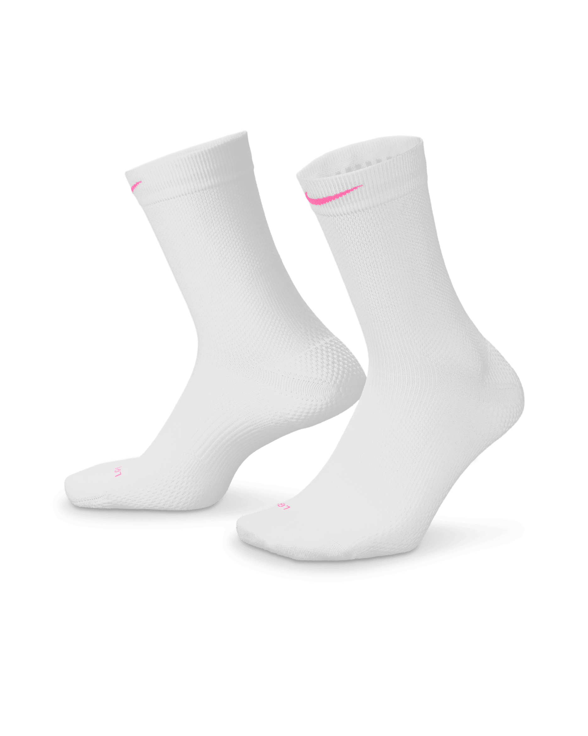 Nike Running Lightweight Crew Socks (1 Pair) - White/Black/Pure Platinum/Hyper Pink