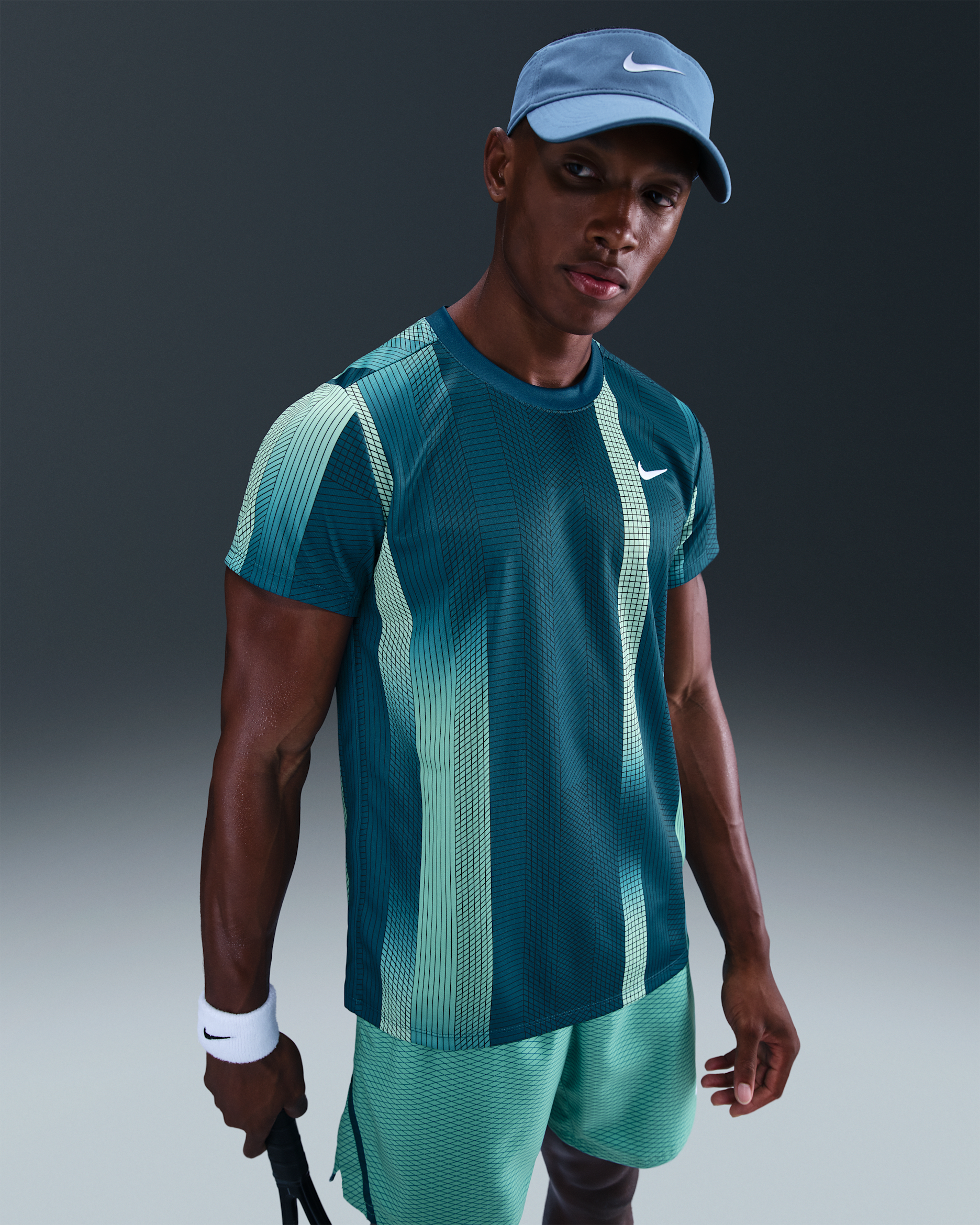 Mönstrad tenniströja NikeCourt Victory Dri-FIT för män - Blue Force/Vit