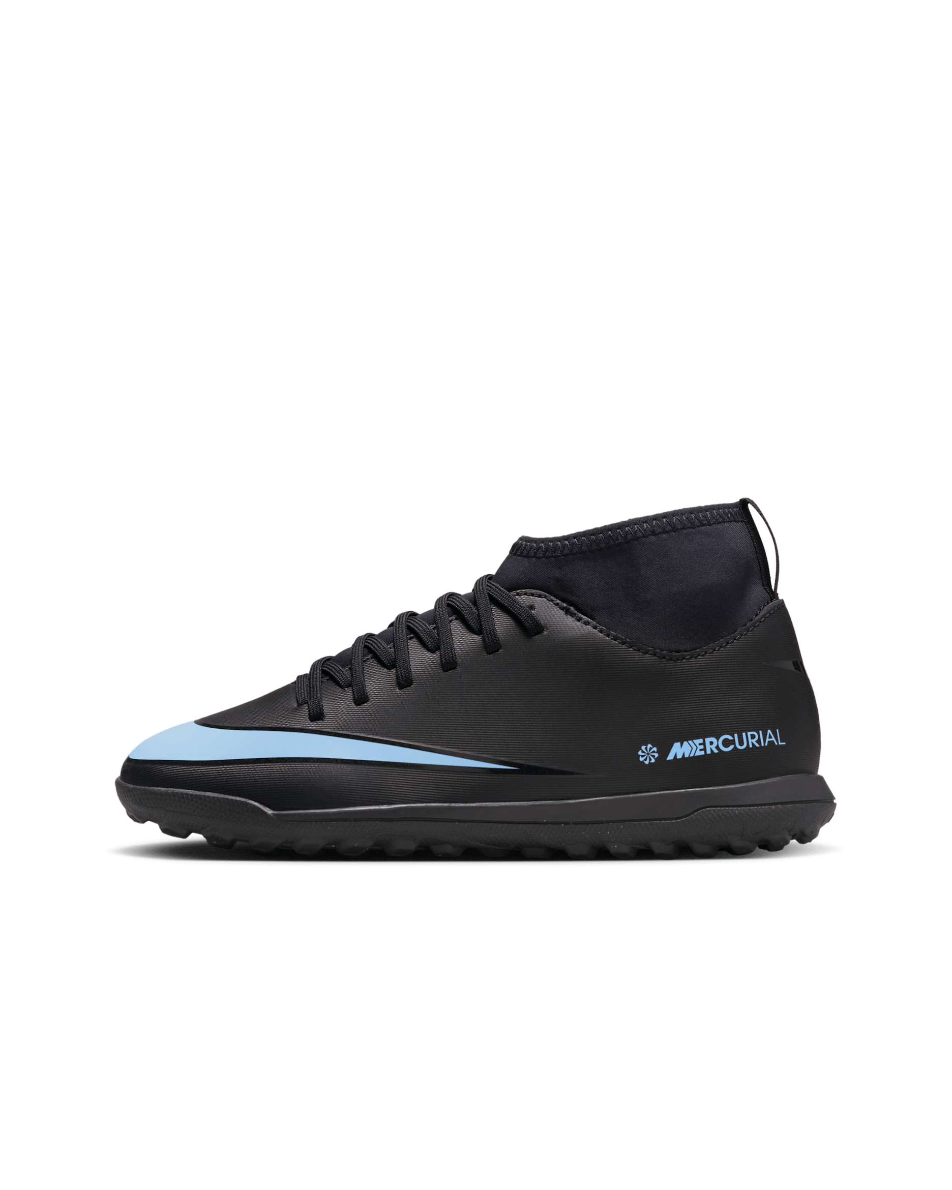 Nike Jr. Mercurial Superfly 10 Club Botes de futbol per a moqueta-turf de perfil alt - Nen/a i nen/a petit/a - Negre/Negre