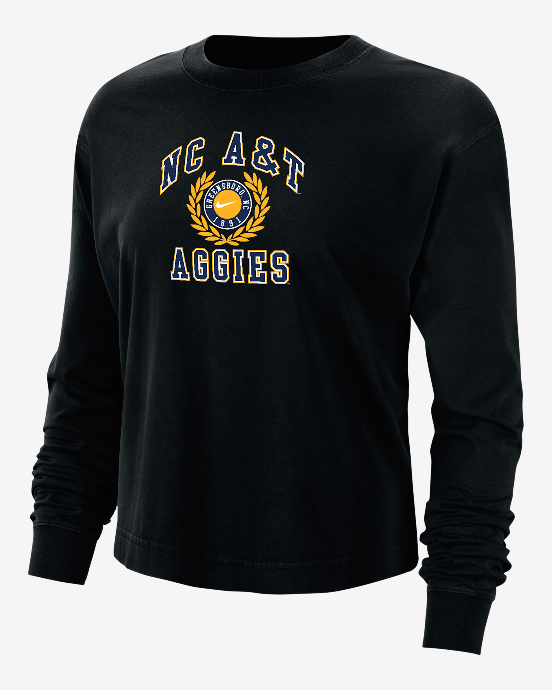 North Carolina A&T Women's Nike College Boxy Long-Sleeve T-Shirt - Black