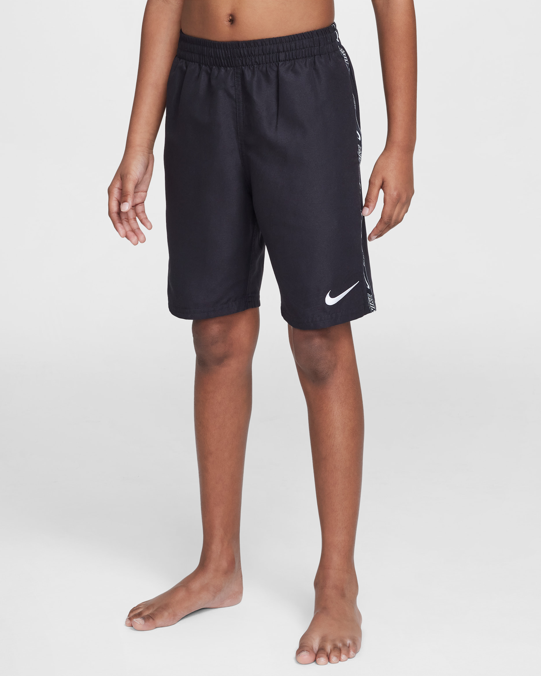Shorts de vóleibol de 18 cm para niño Nike Swim Logo Tape Lap - Negro/Blanco